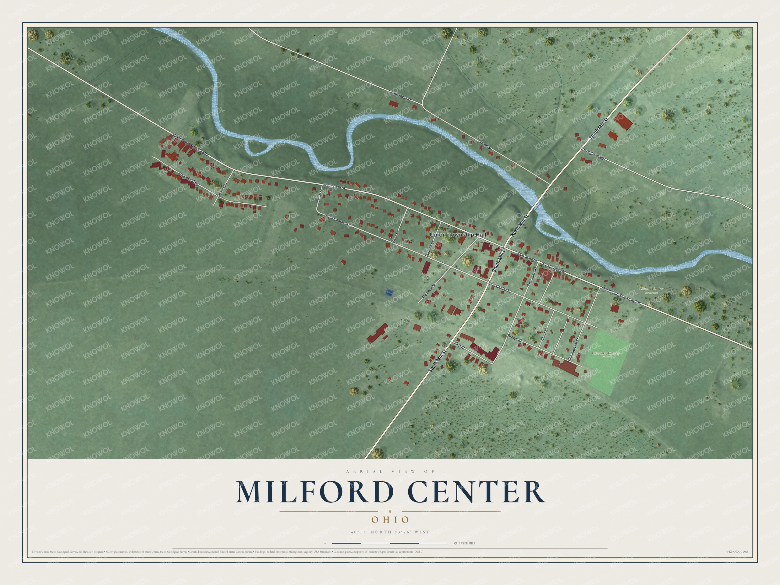 Watermarked full-map preview of Milford Center, Ohio