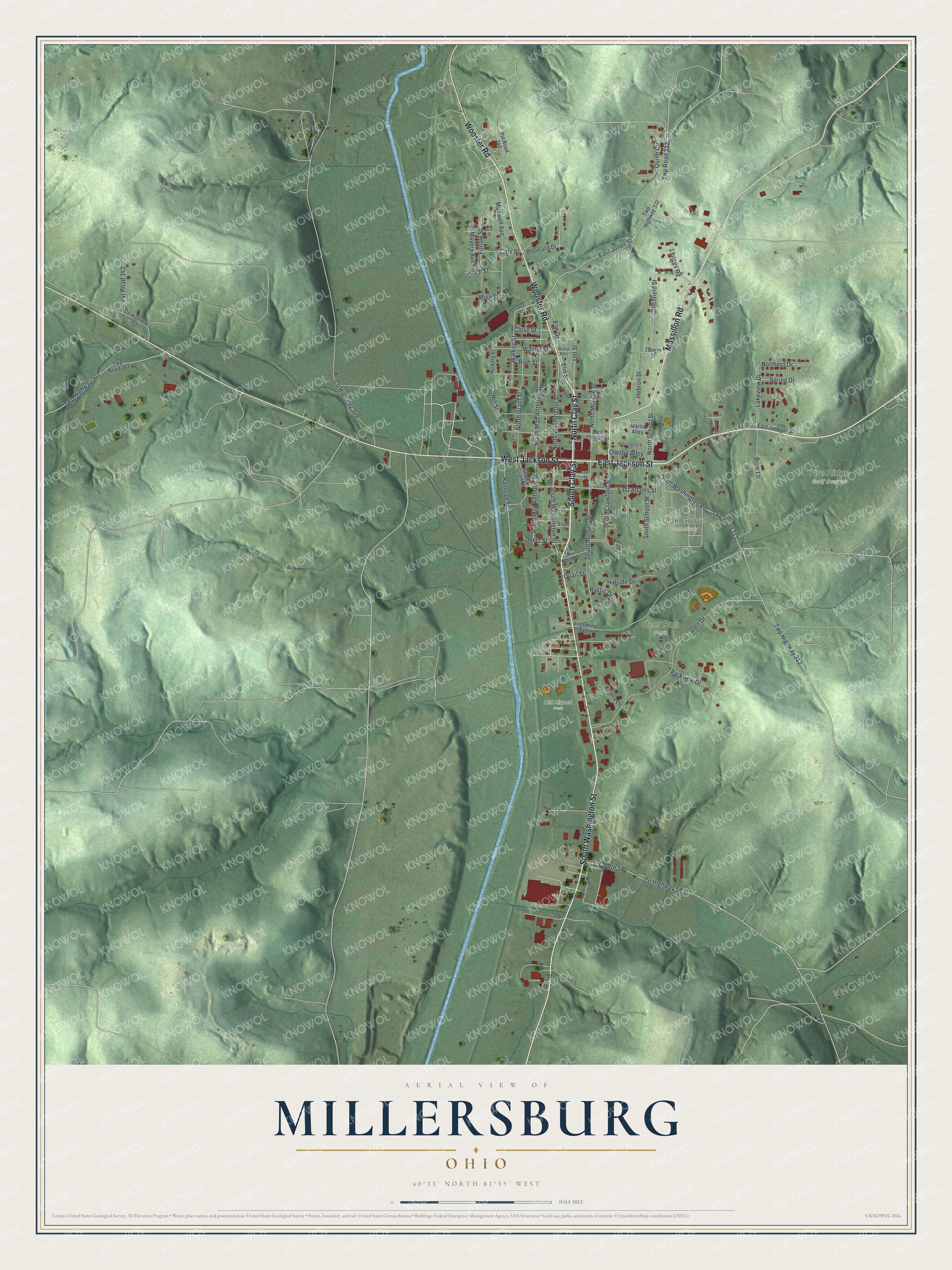 Watermarked full-map preview of Millersburg, Ohio