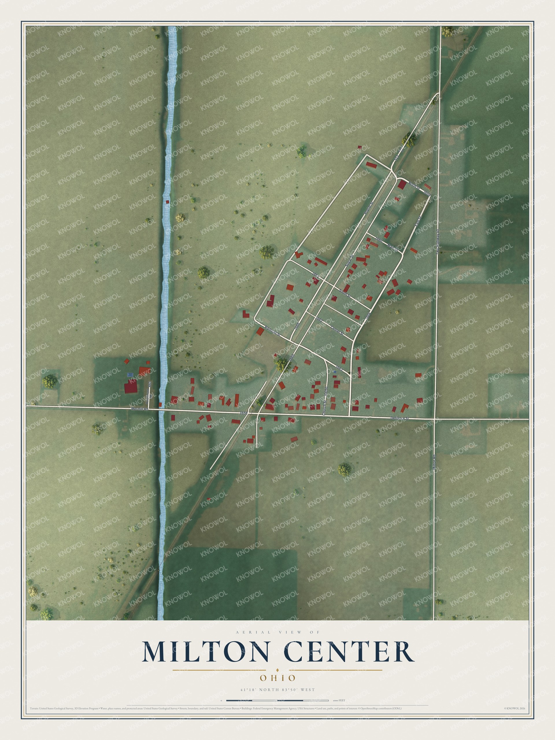Watermarked full-map preview of Milton Center, Ohio