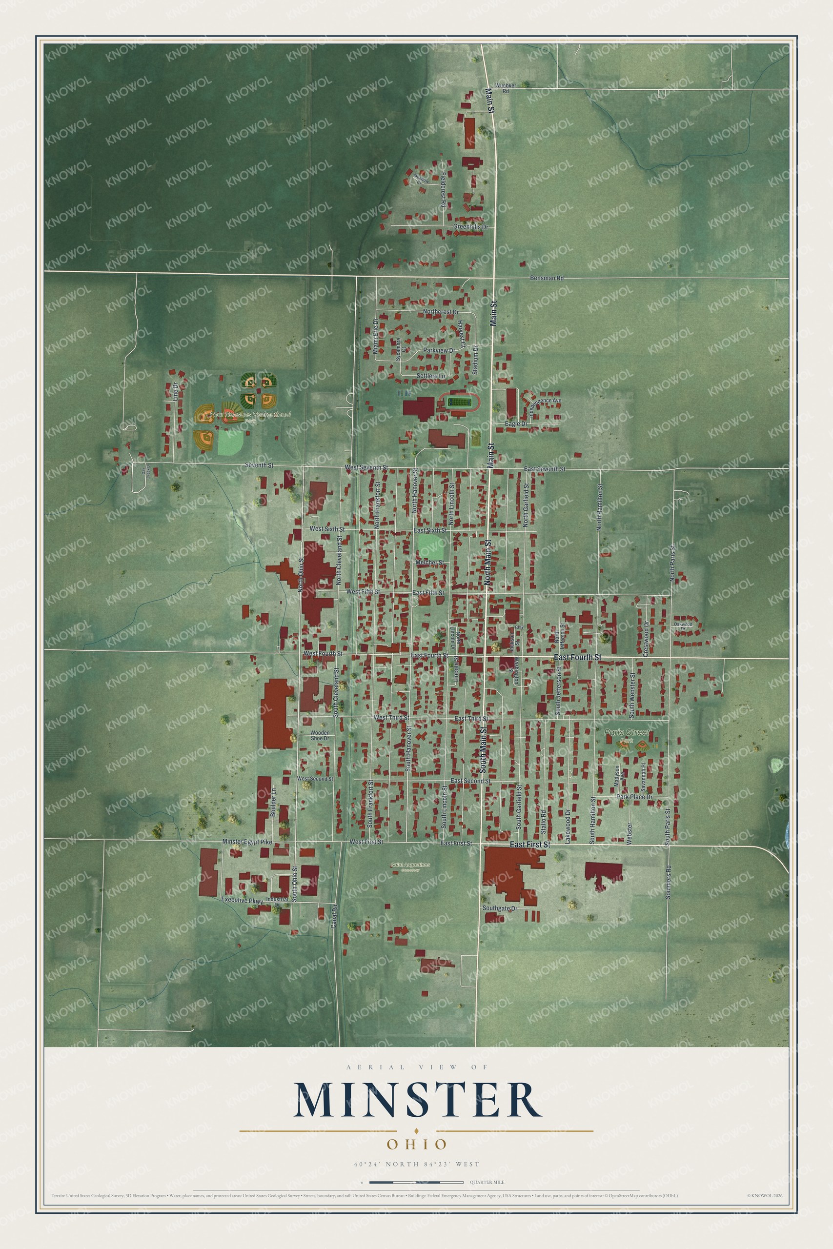 Watermarked full-map preview of Minster, Ohio