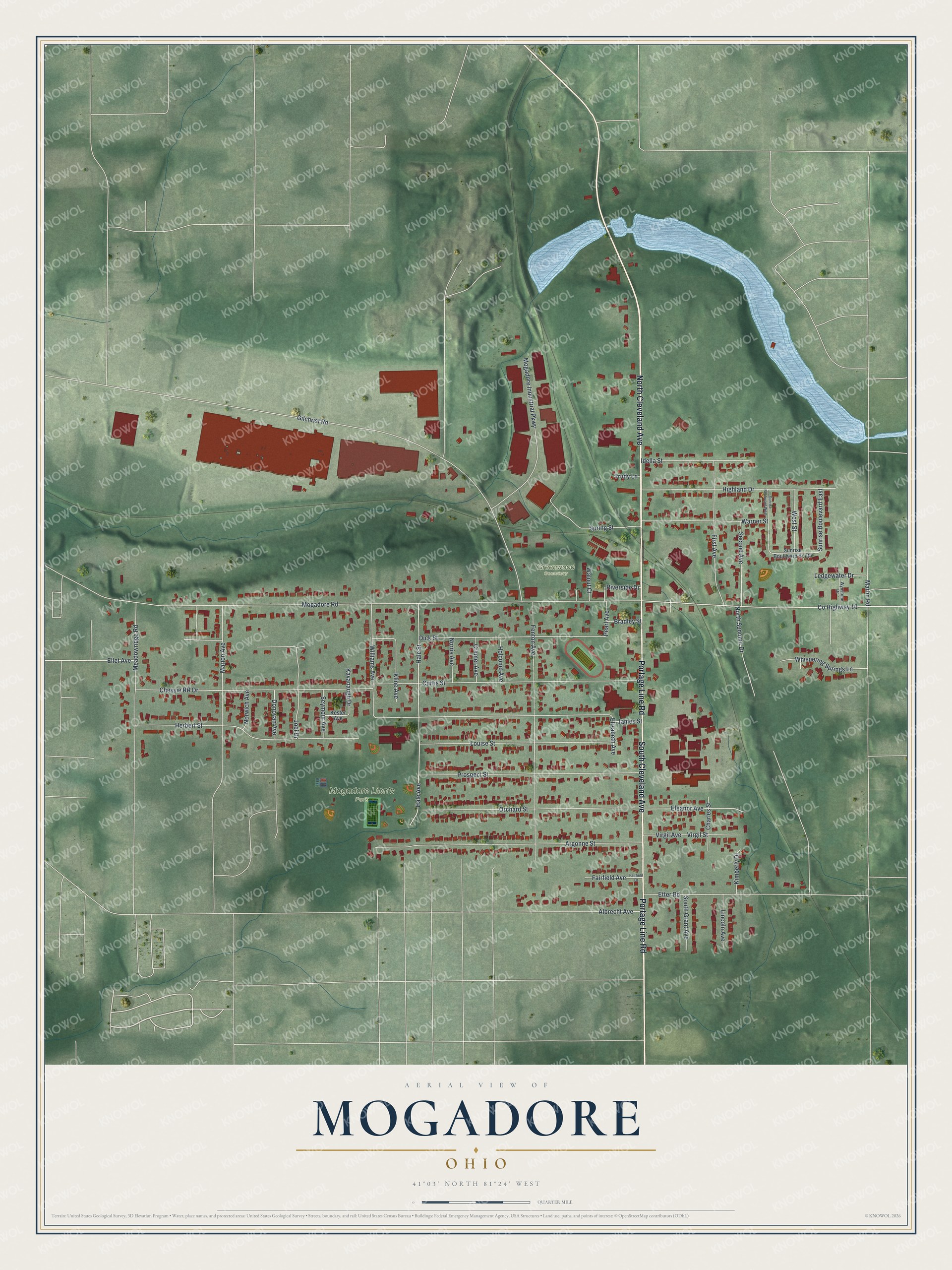Watermarked full-map preview of Mogadore, Ohio