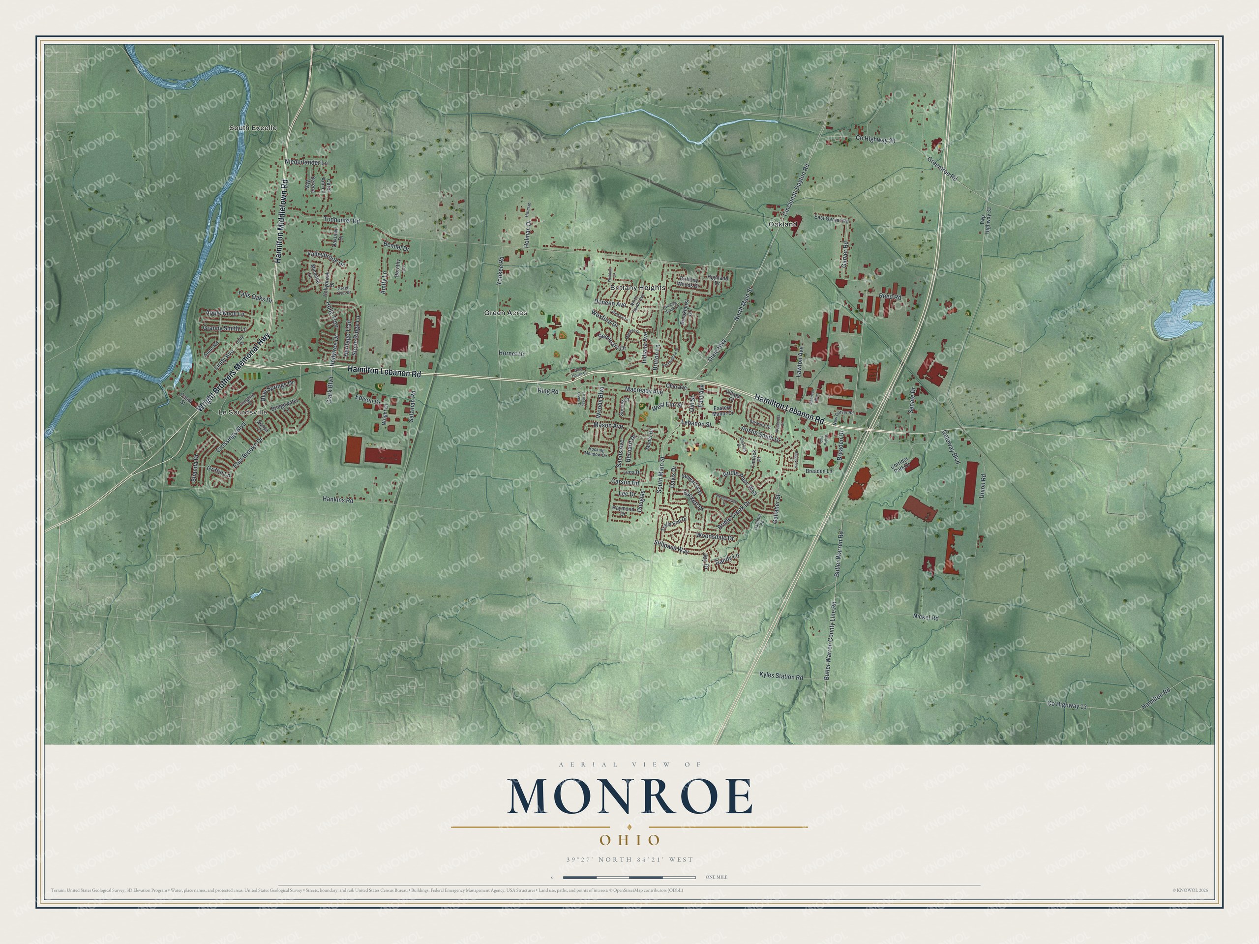 Watermarked full-map preview of Monroe, Ohio