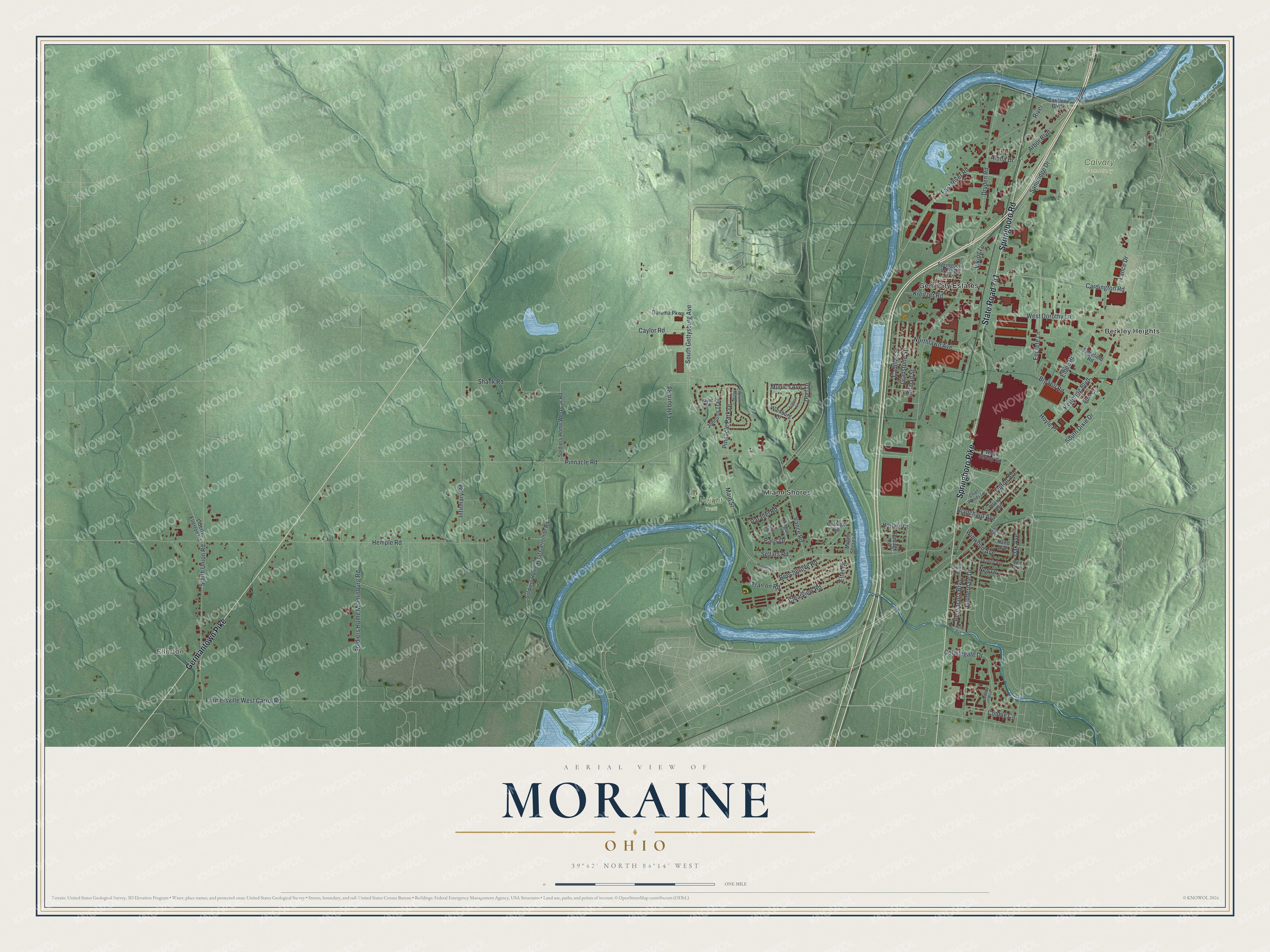 Watermarked full-map preview of Moraine, Ohio