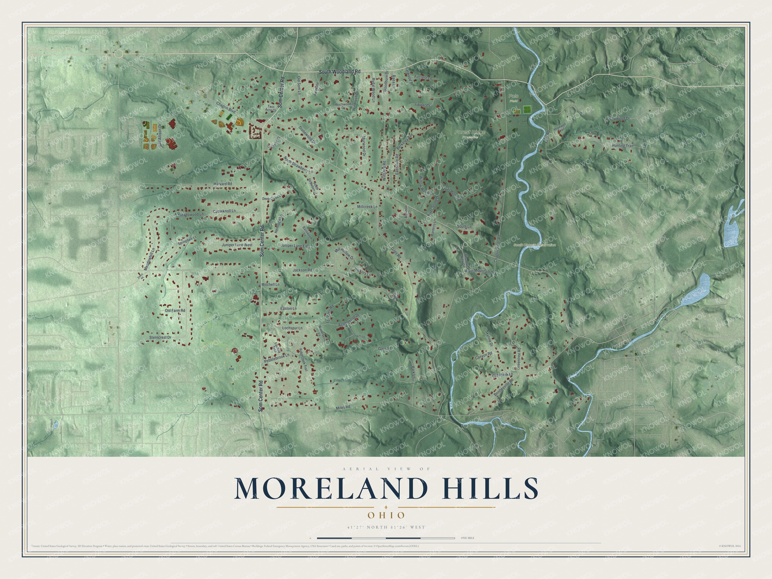 Watermarked full-map preview of Moreland Hills, Ohio