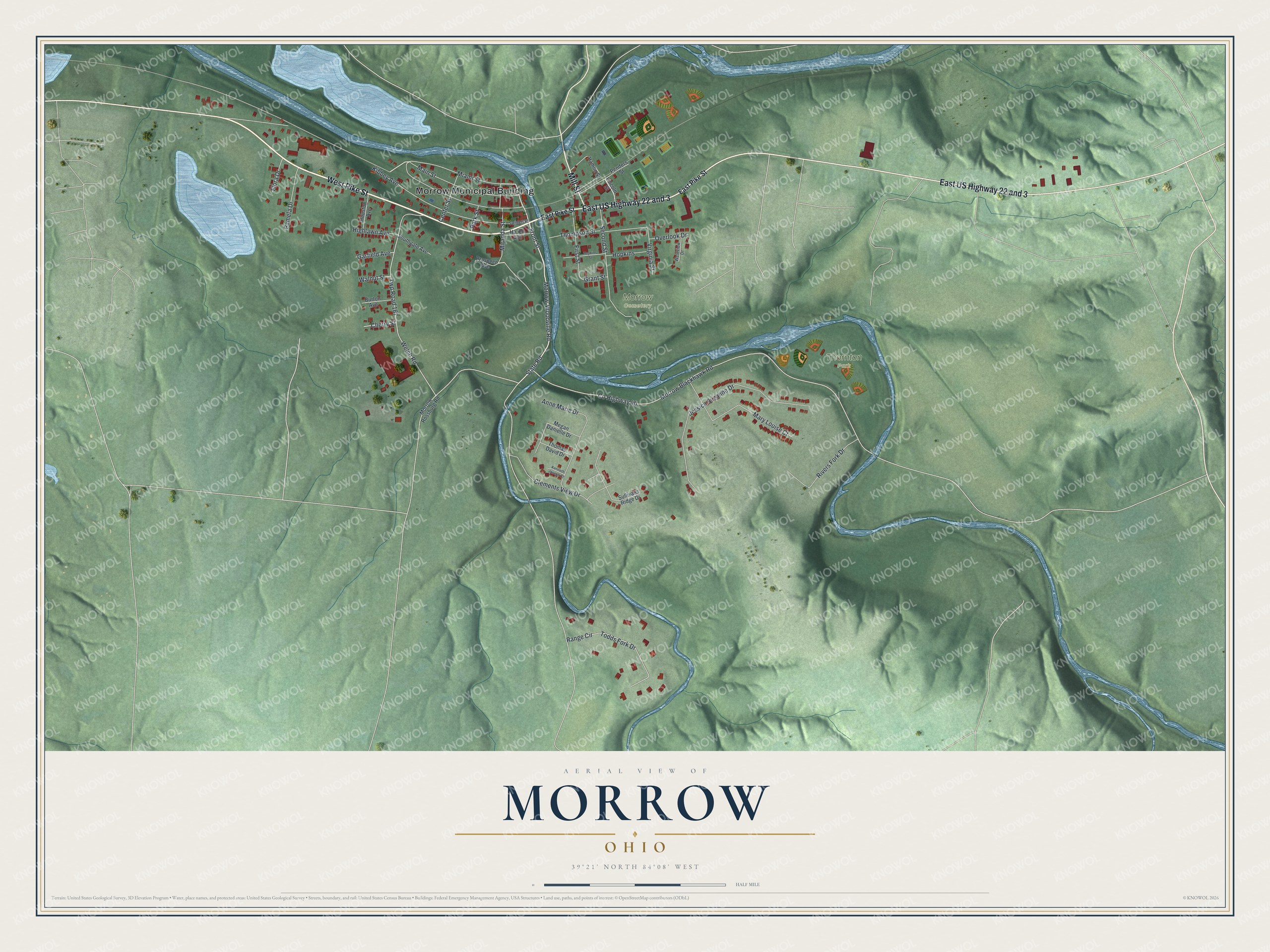 Watermarked full-map preview of Morrow, Ohio