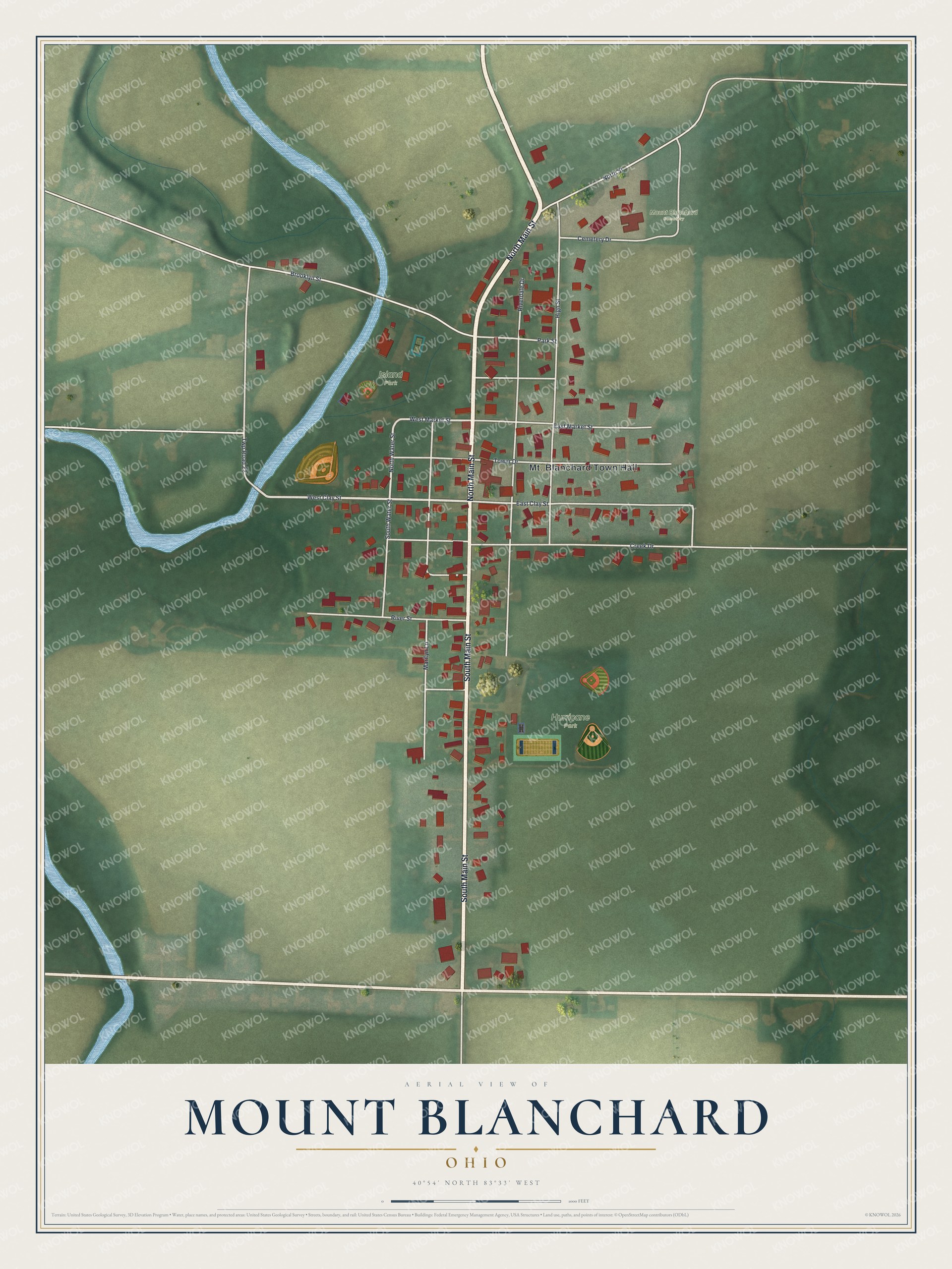 Watermarked full-map preview of Mount Blanchard, Ohio