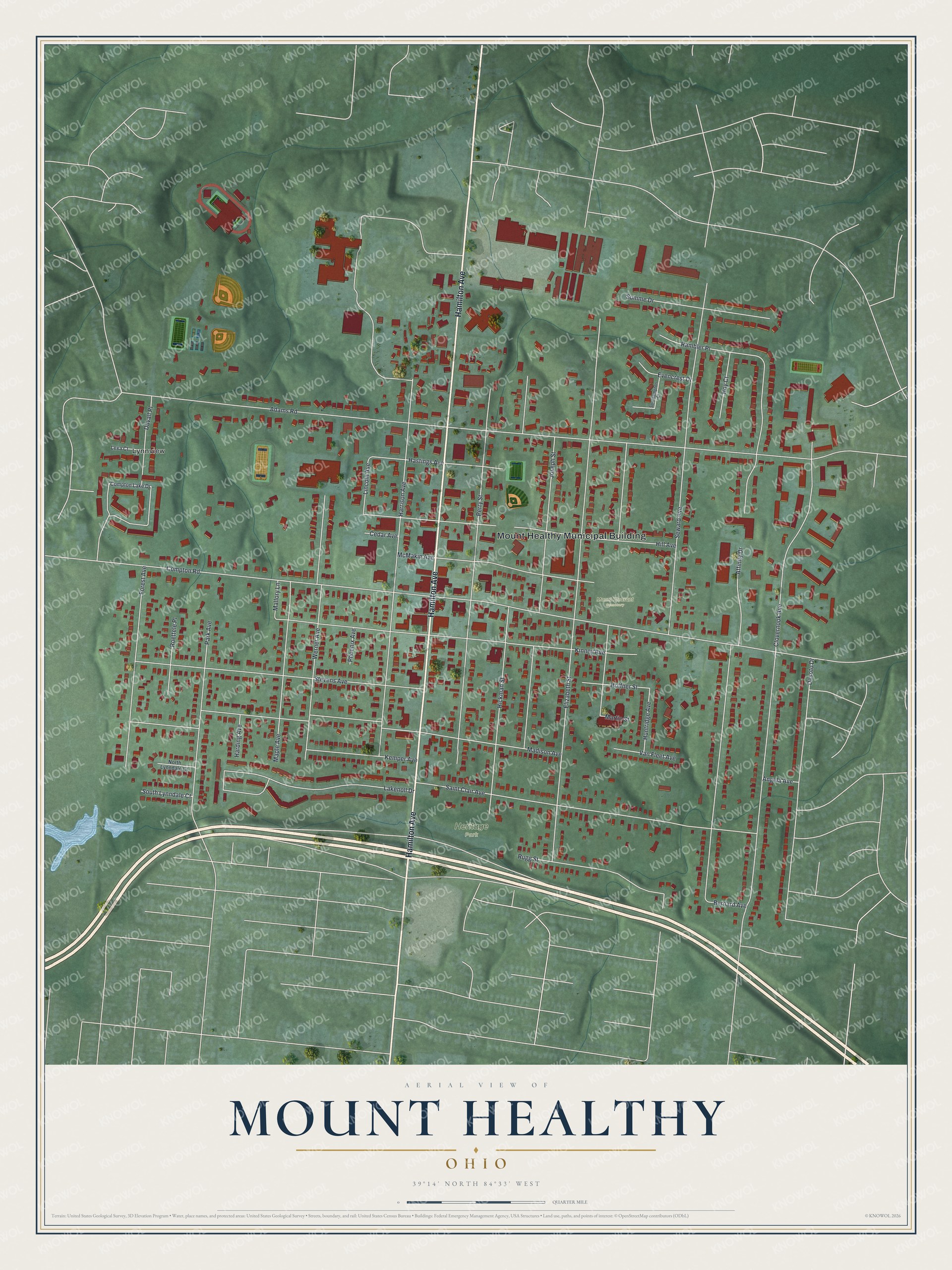 Watermarked full-map preview of Mount Healthy, Ohio