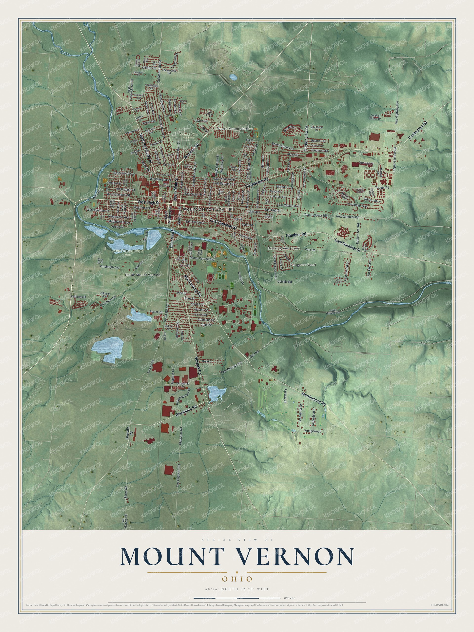 Watermarked full-map preview of Mount Vernon, Ohio