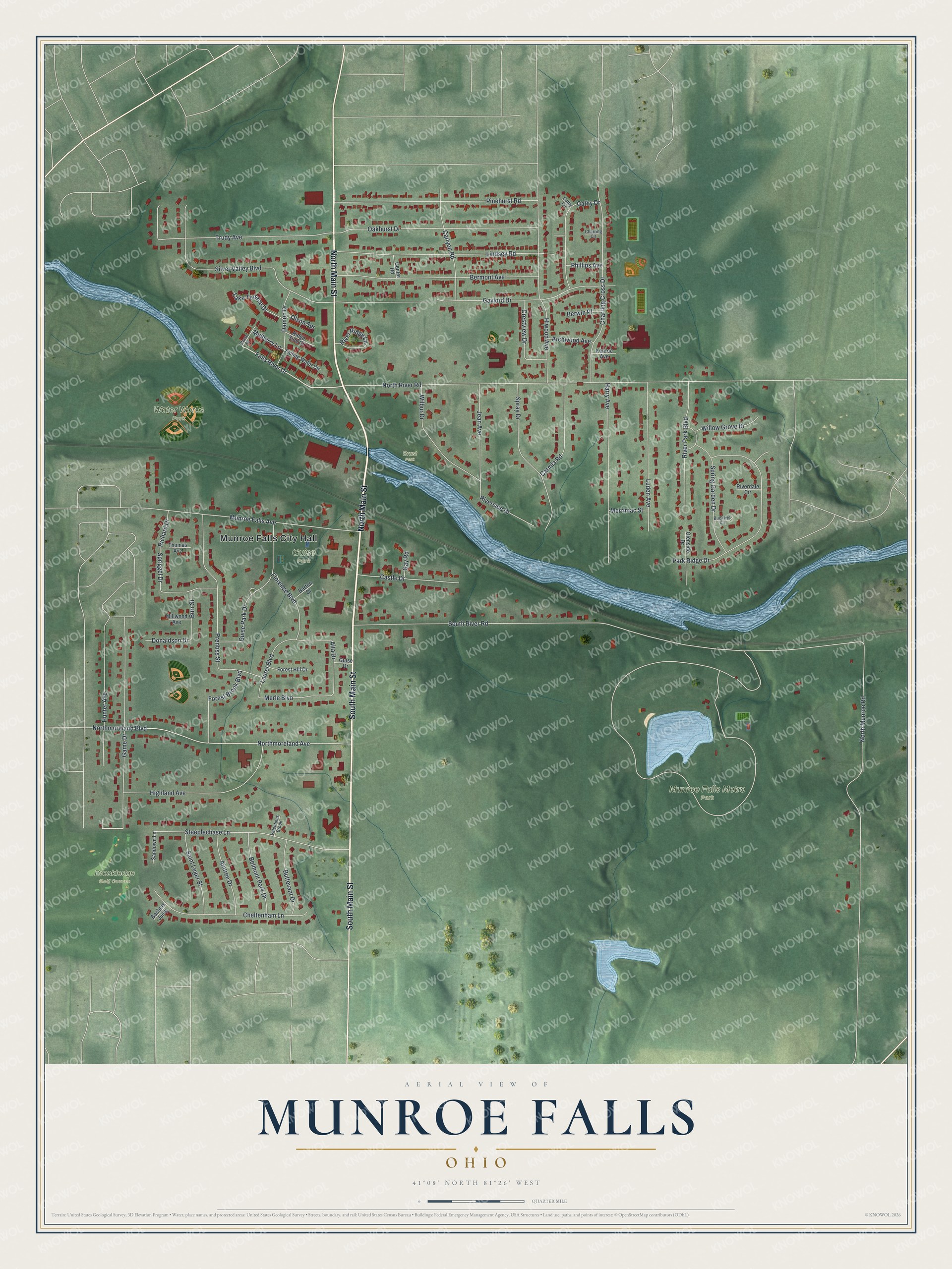 Watermarked full-map preview of Munroe Falls, Ohio