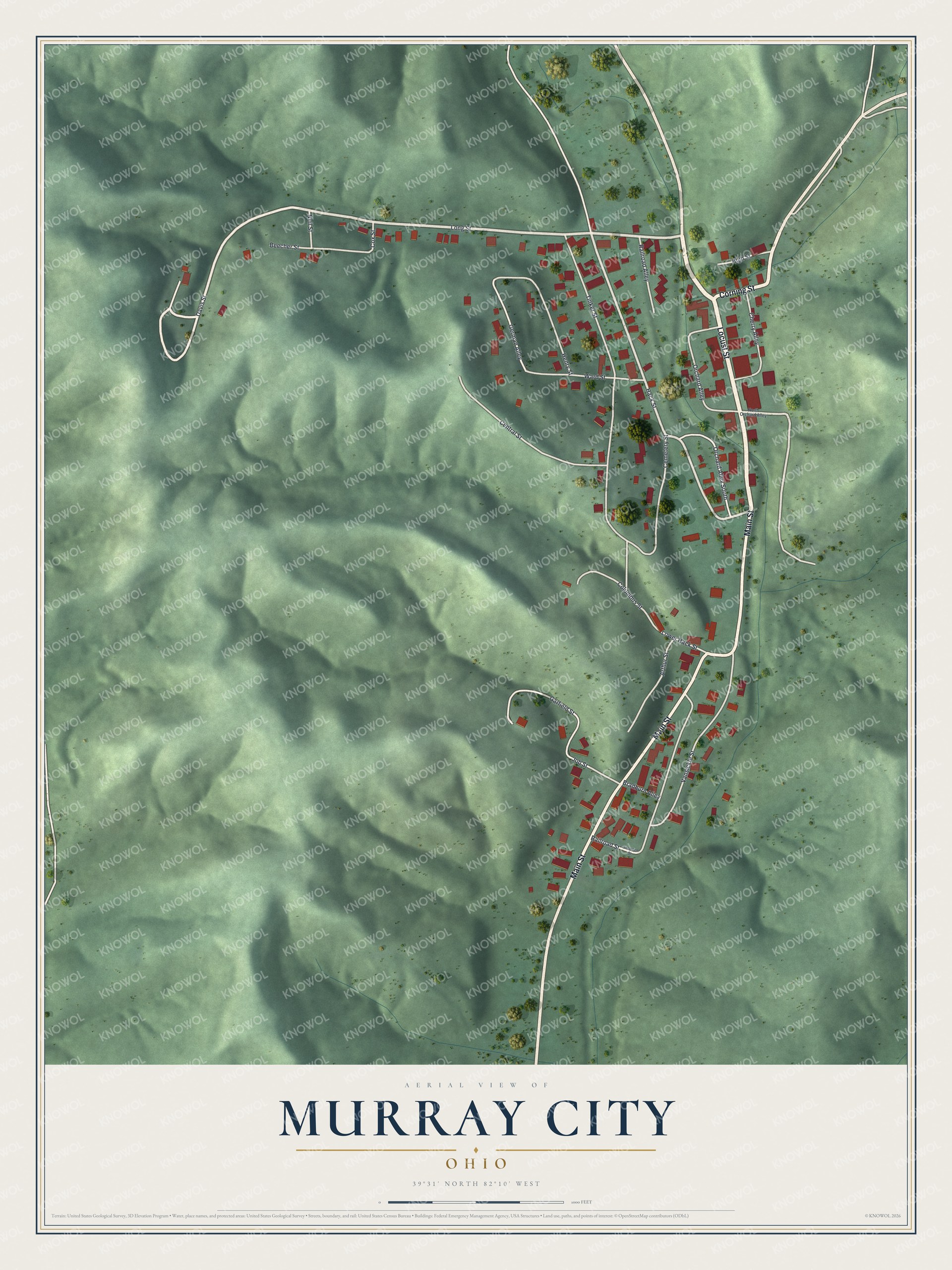 Watermarked full-map preview of Murray City, Ohio