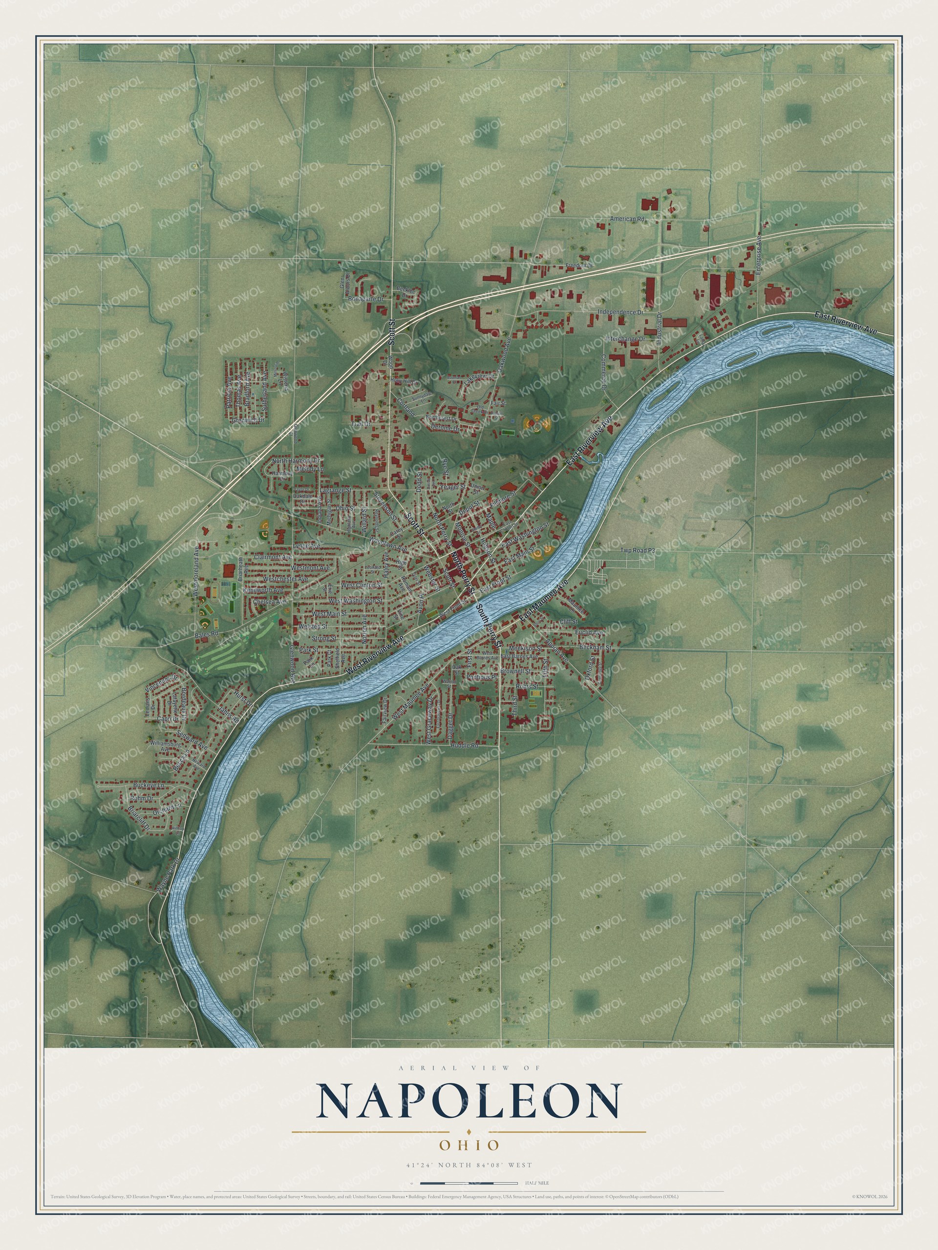 Watermarked full-map preview of Napoleon, Ohio