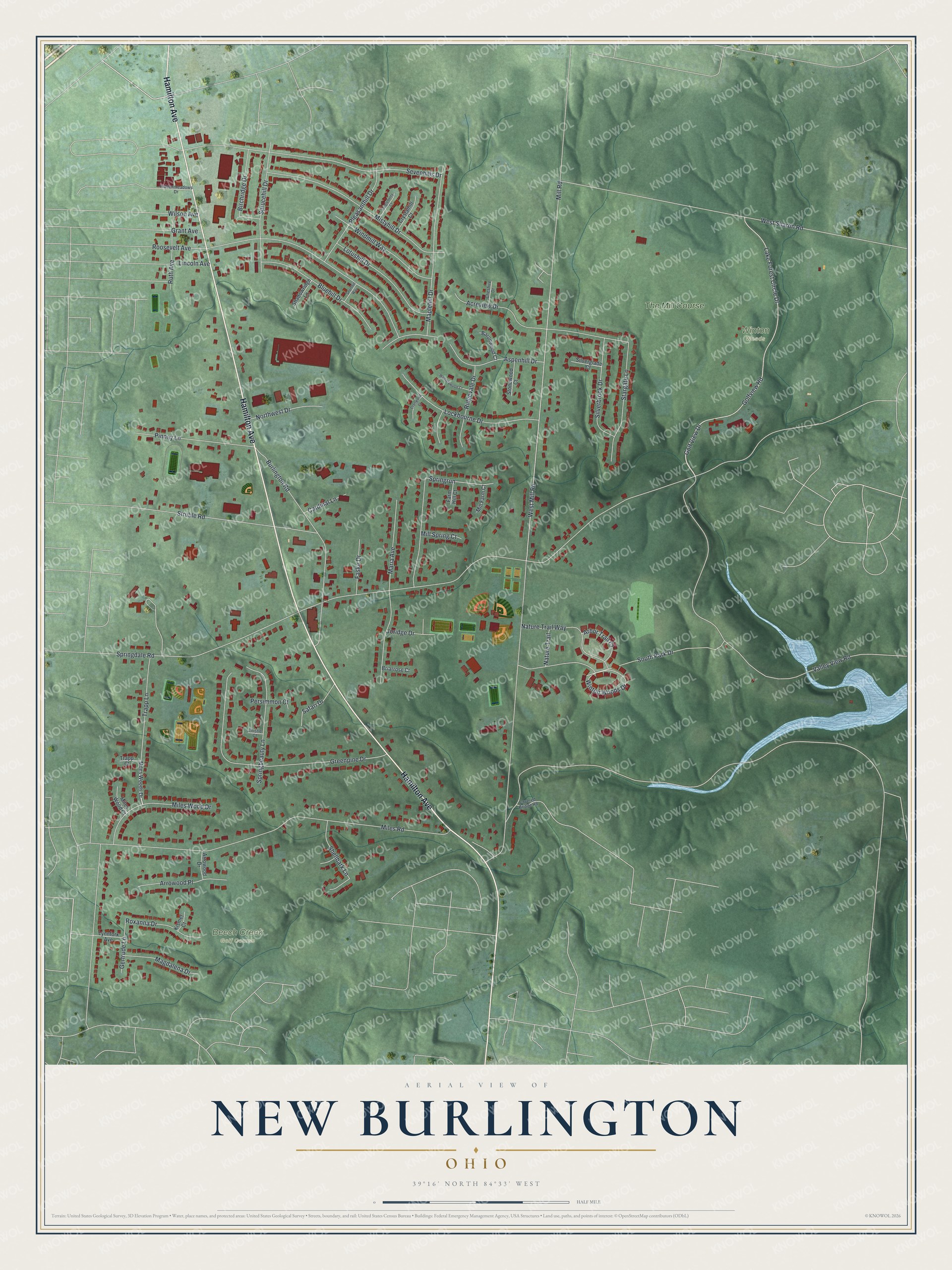 Watermarked full-map preview of New Burlington, Ohio