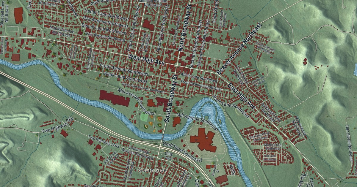 Map of New Philadelphia, Ohio in 2026