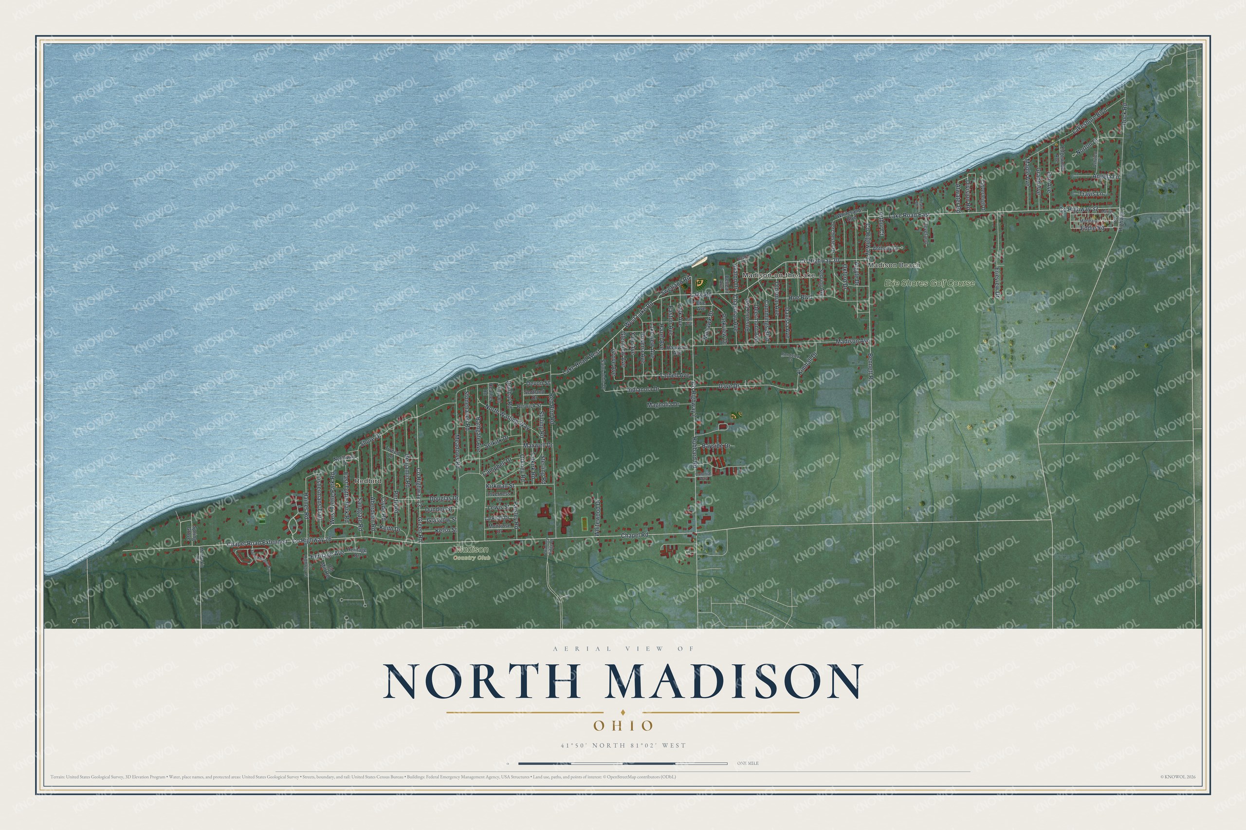 Watermarked full-map preview of North Madison, Ohio