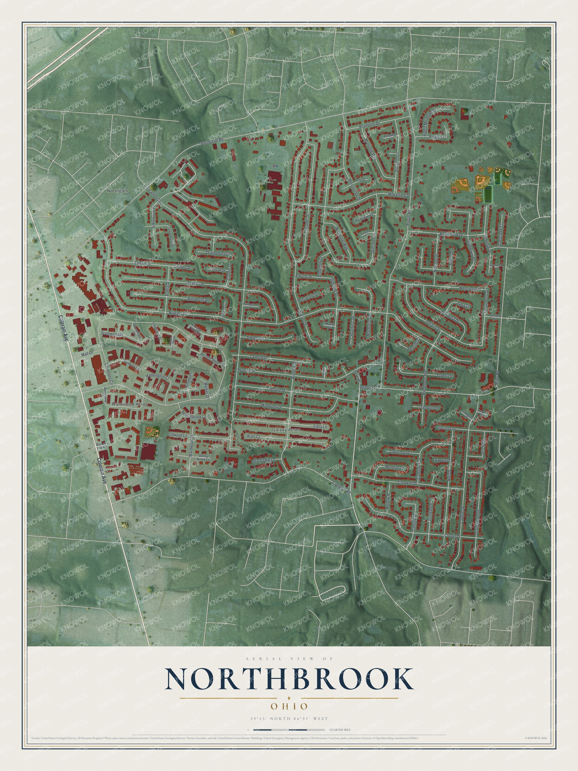 Watermarked full-map preview of Northbrook, Ohio