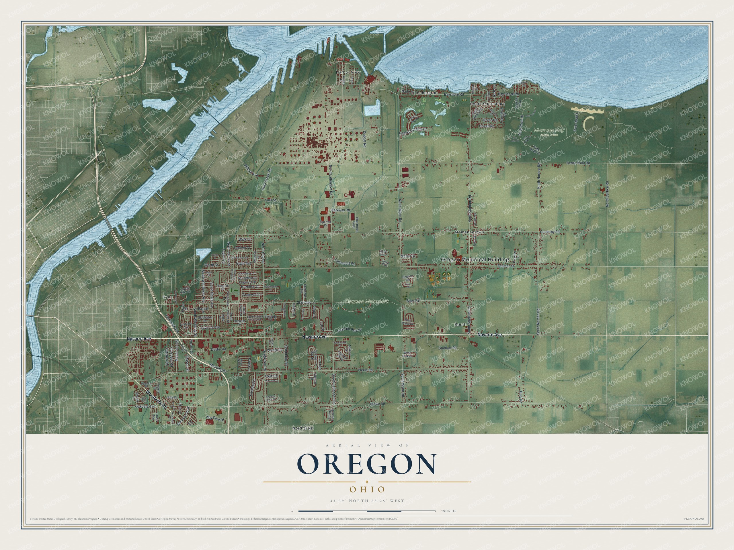 Watermarked full-map preview of Oregon, Ohio