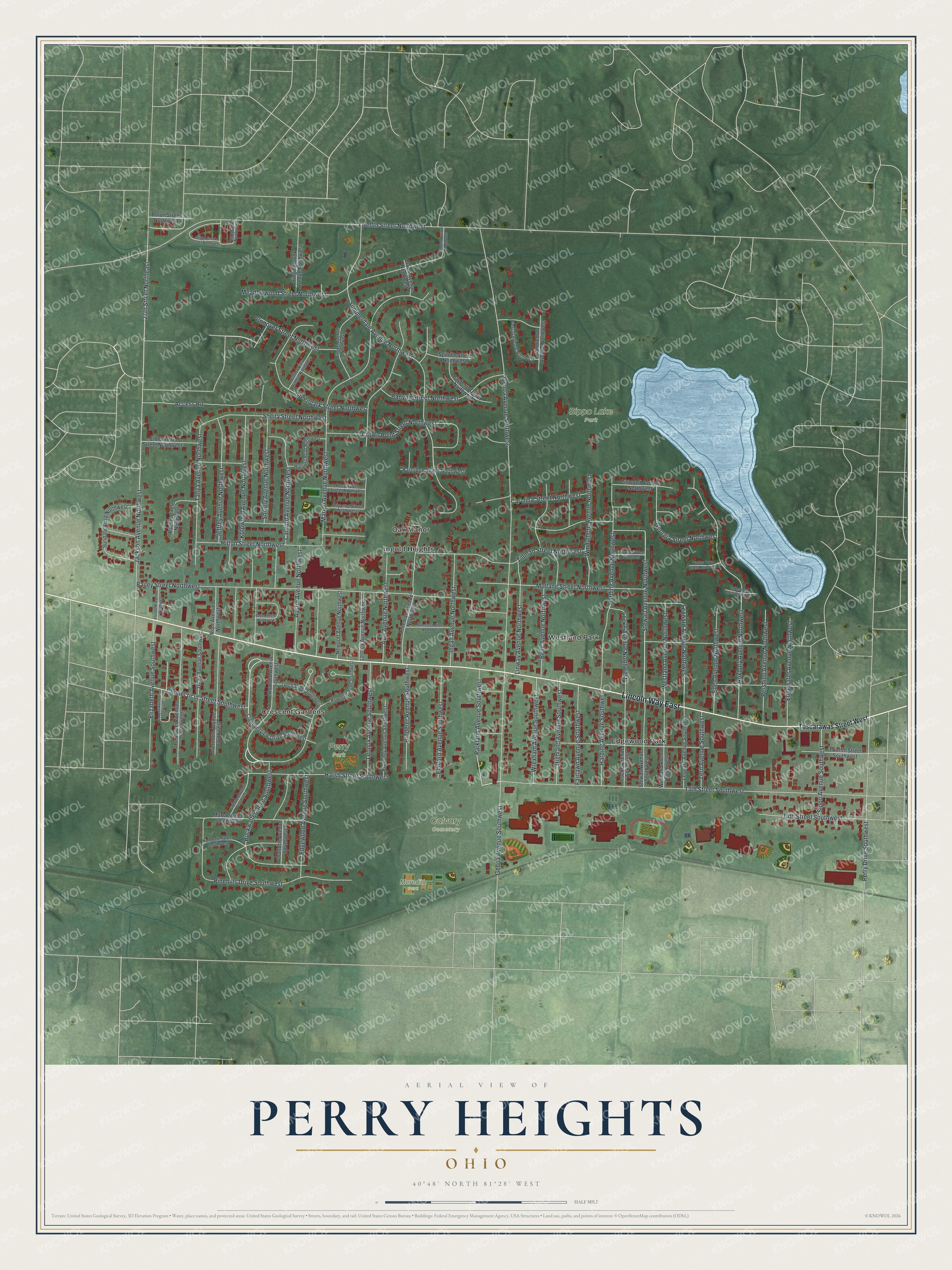 Watermarked full-map preview of Perry Heights, Ohio