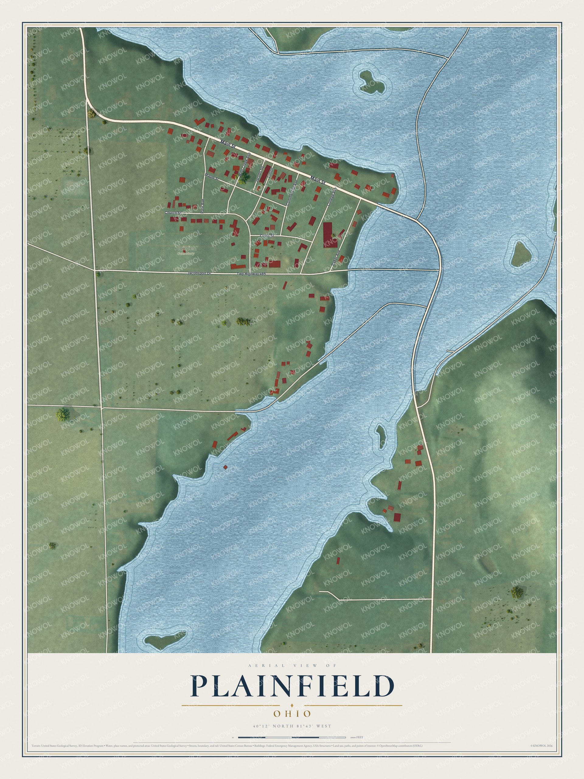 Watermarked full-map preview of Plainfield, Ohio