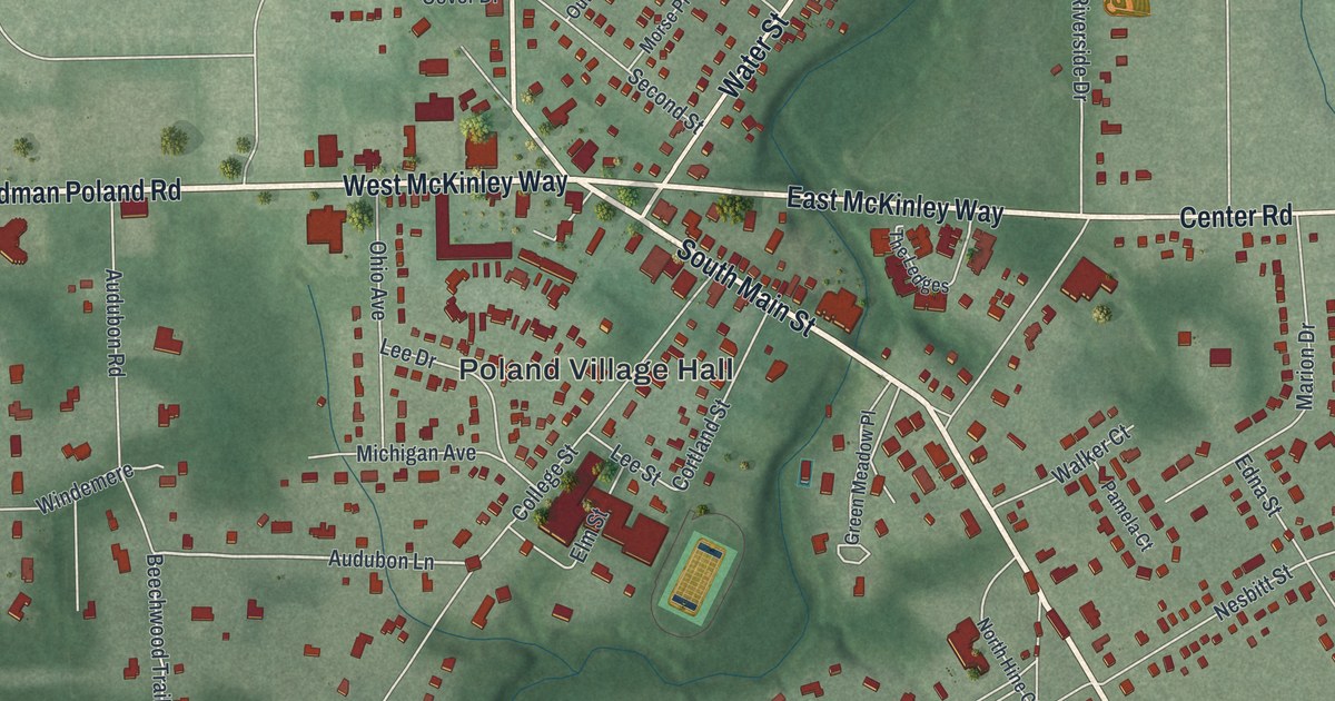 Map of Poland, Ohio in 2026