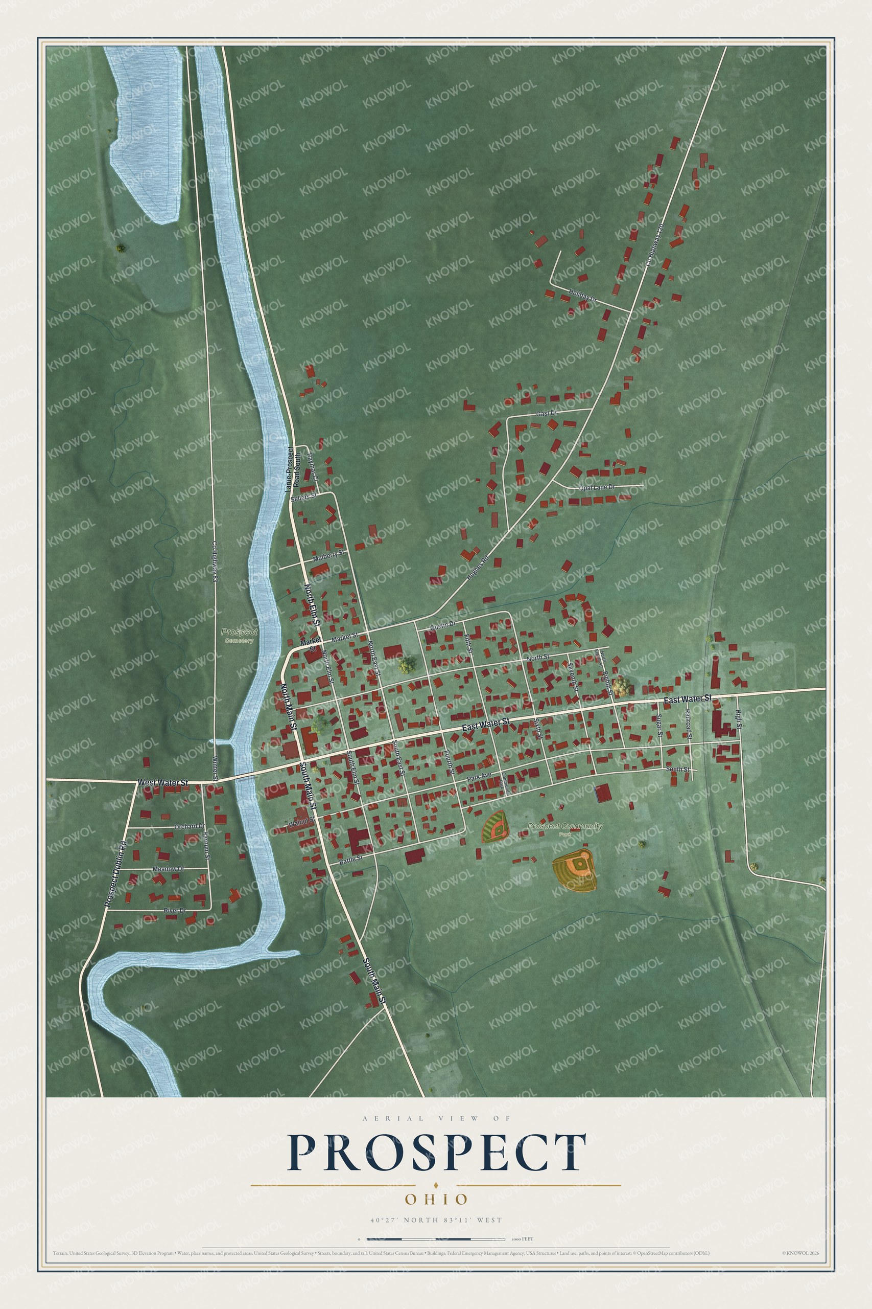 Watermarked full-map preview of Prospect, Ohio