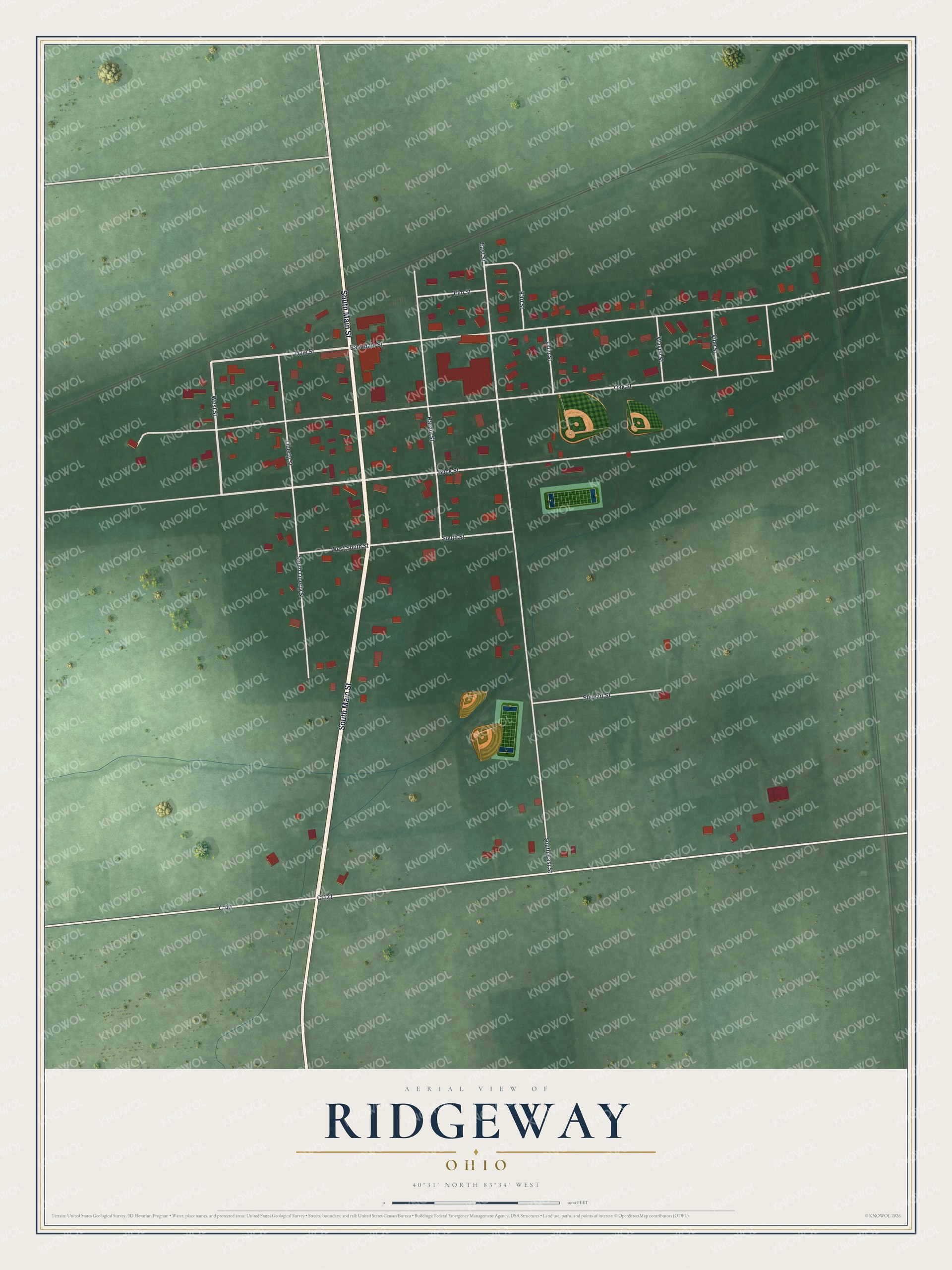 Watermarked full-map preview of Ridgeway, Ohio