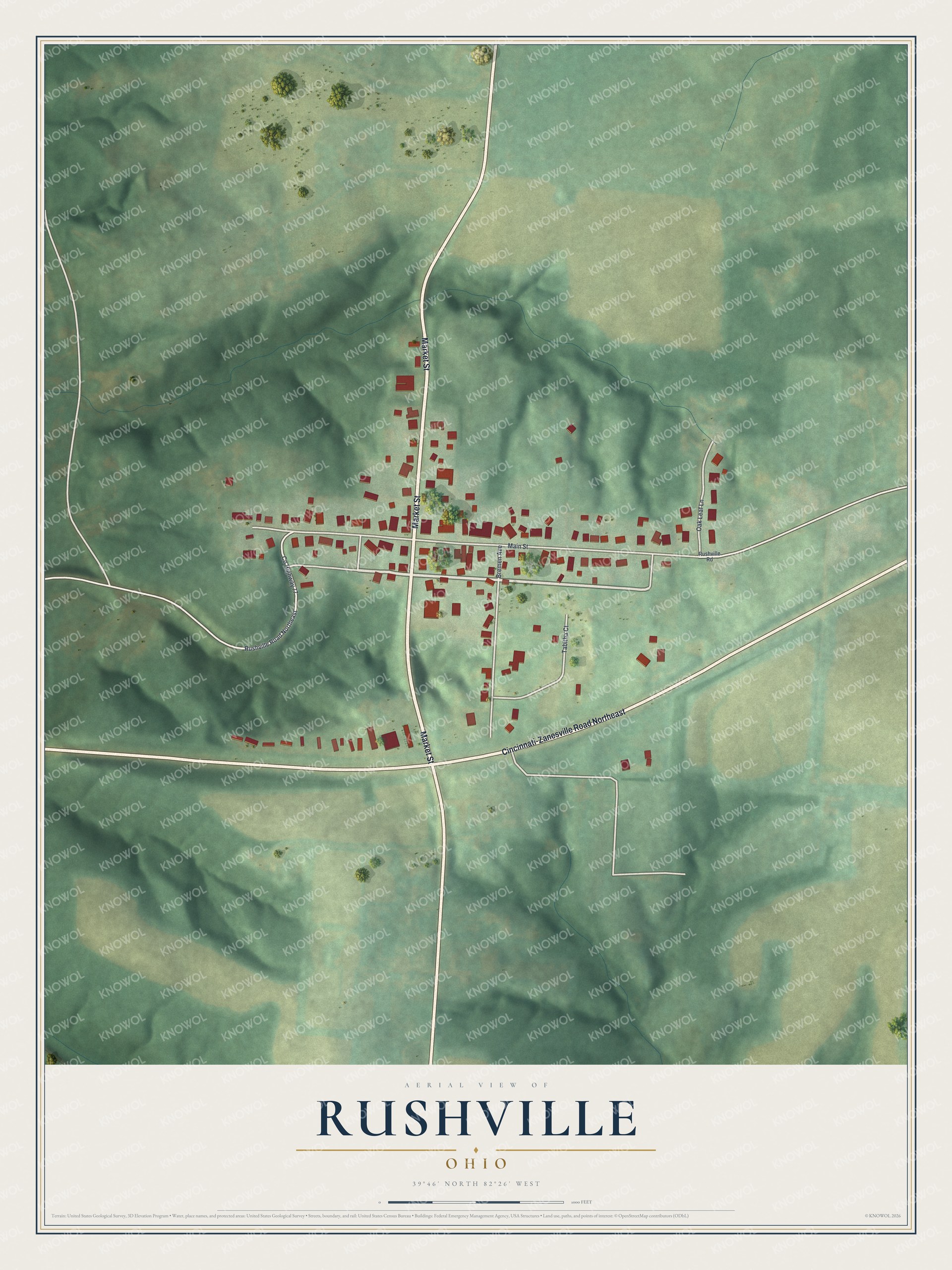 Watermarked full-map preview of Rushville, Ohio
