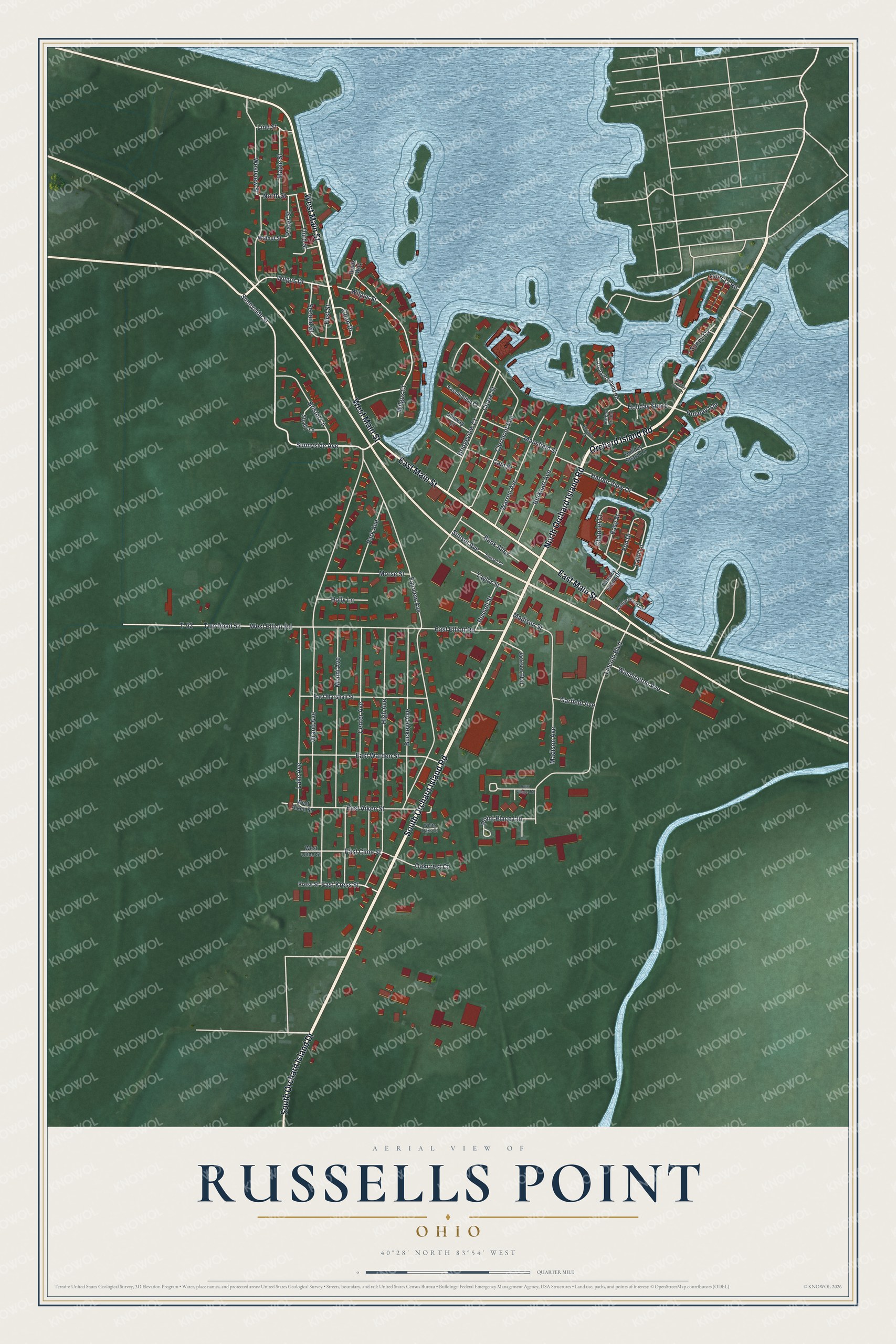 Watermarked full-map preview of Russells Point, Ohio