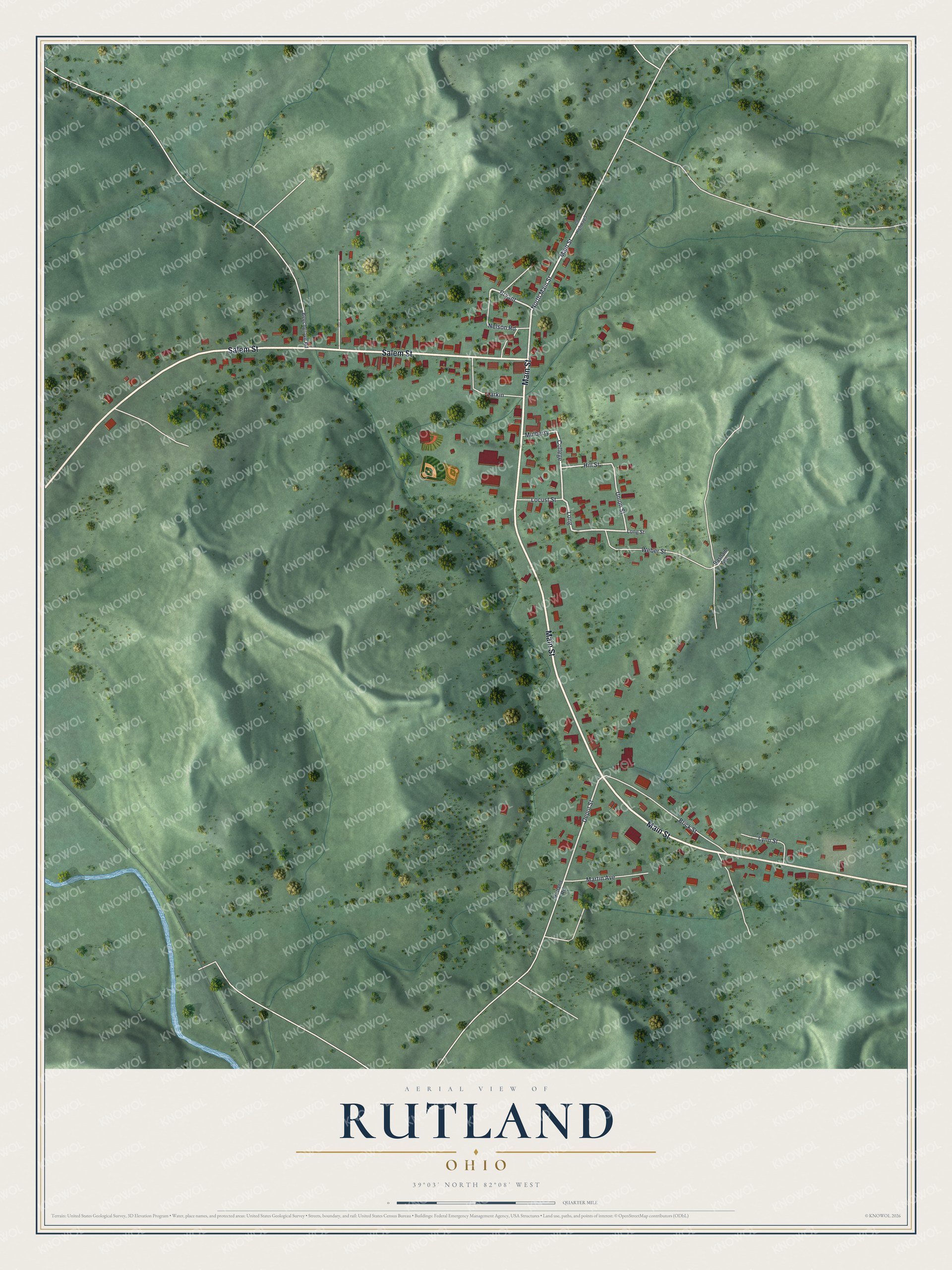 Watermarked full-map preview of Rutland, Ohio