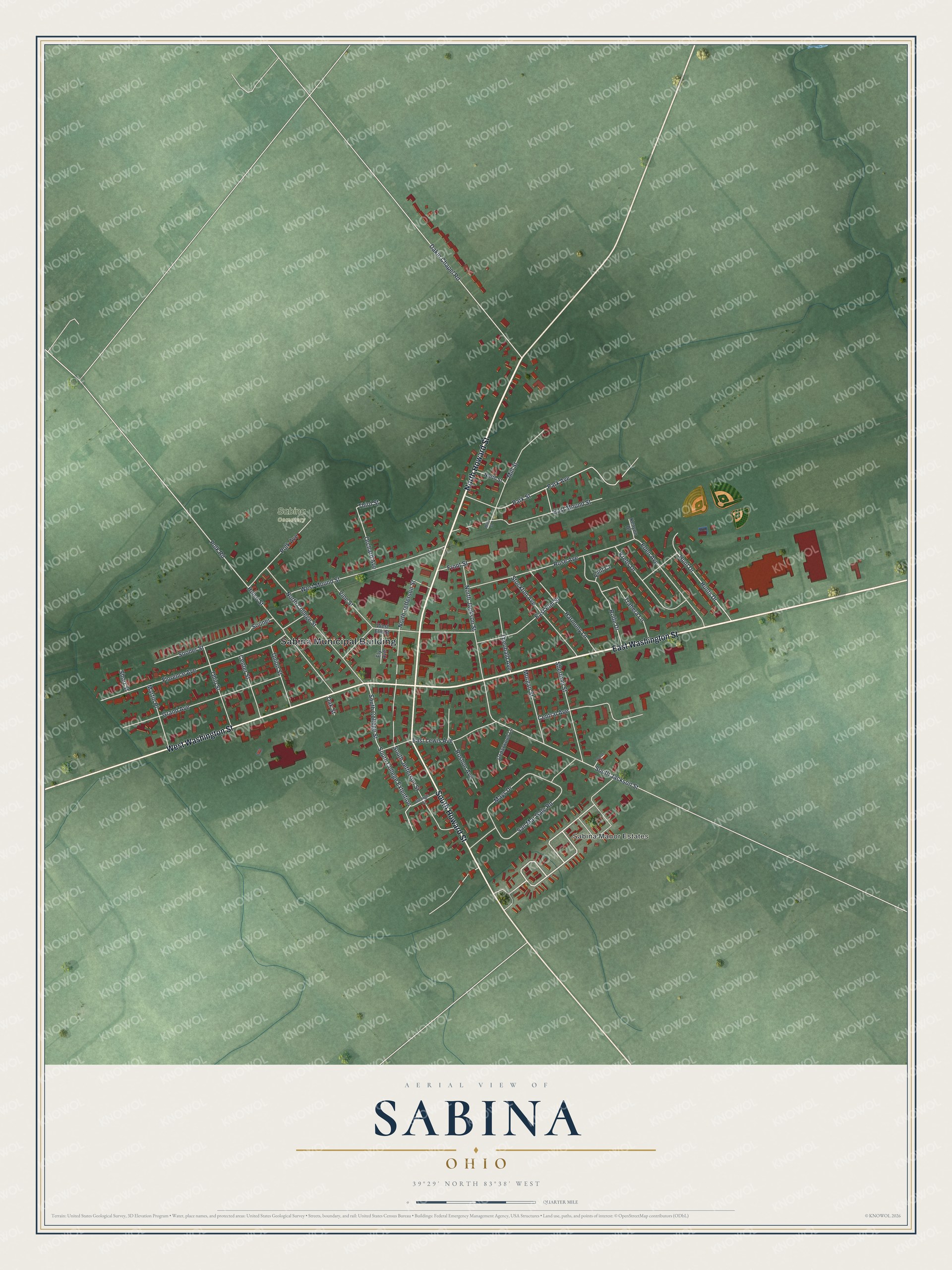 Watermarked full-map preview of Sabina, Ohio