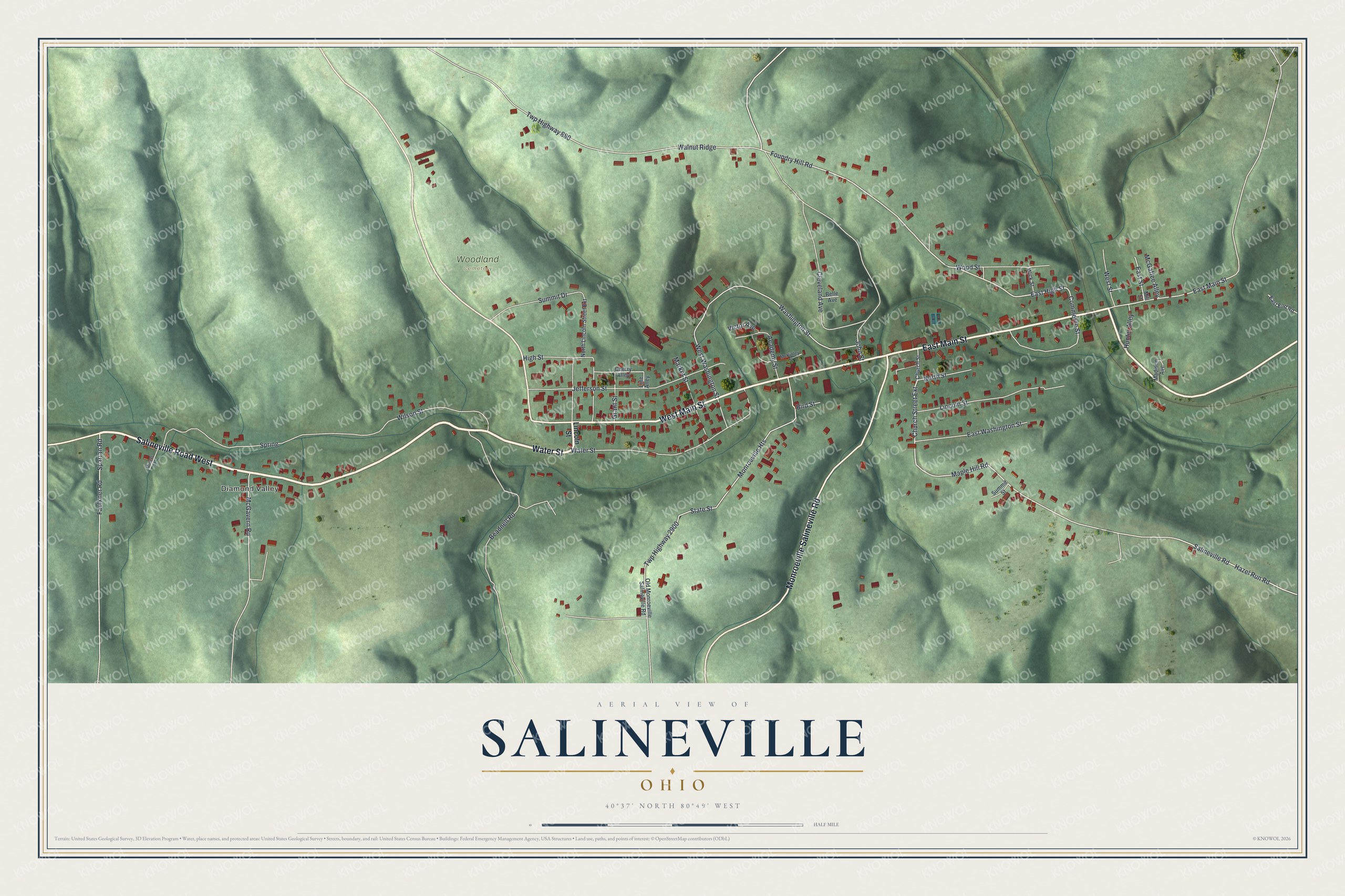 Watermarked full-map preview of Salineville, Ohio