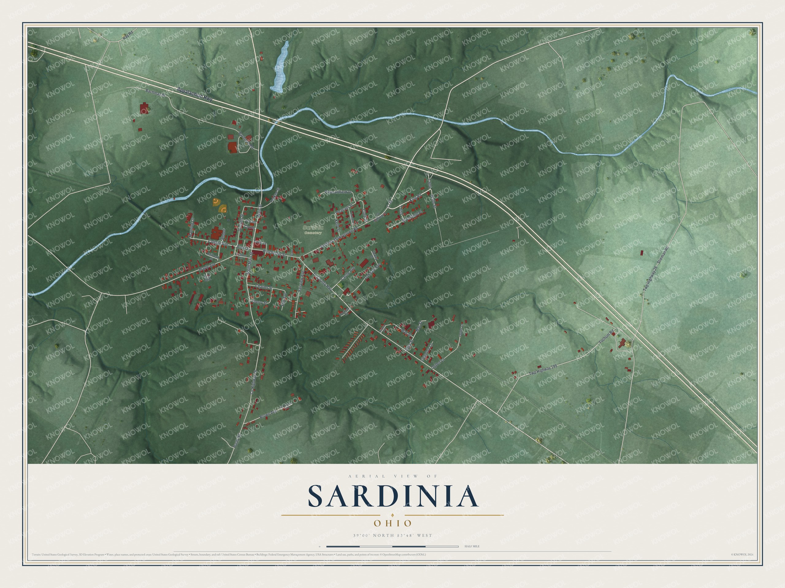 Watermarked full-map preview of Sardinia, Ohio
