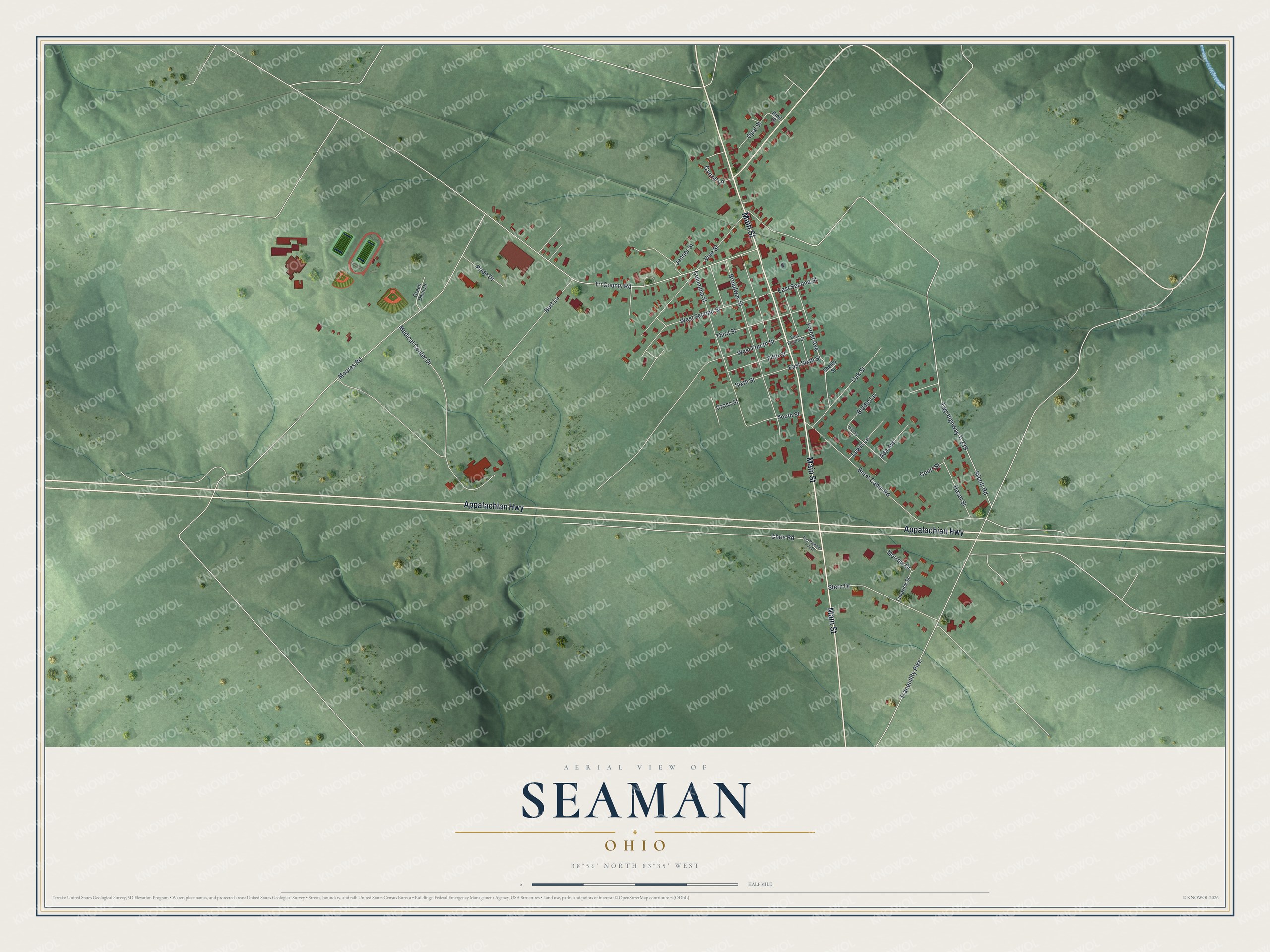 Watermarked full-map preview of Seaman, Ohio