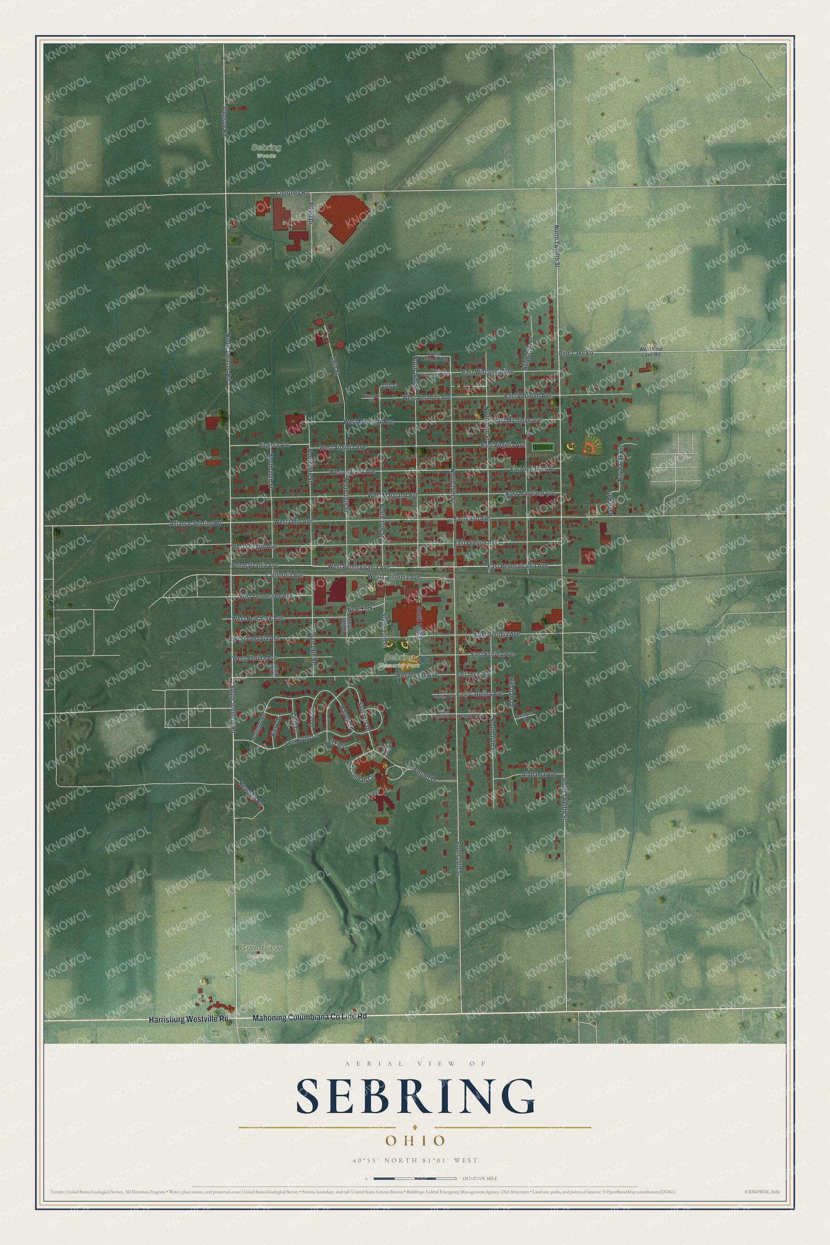 Watermarked full-map preview of Sebring, Ohio