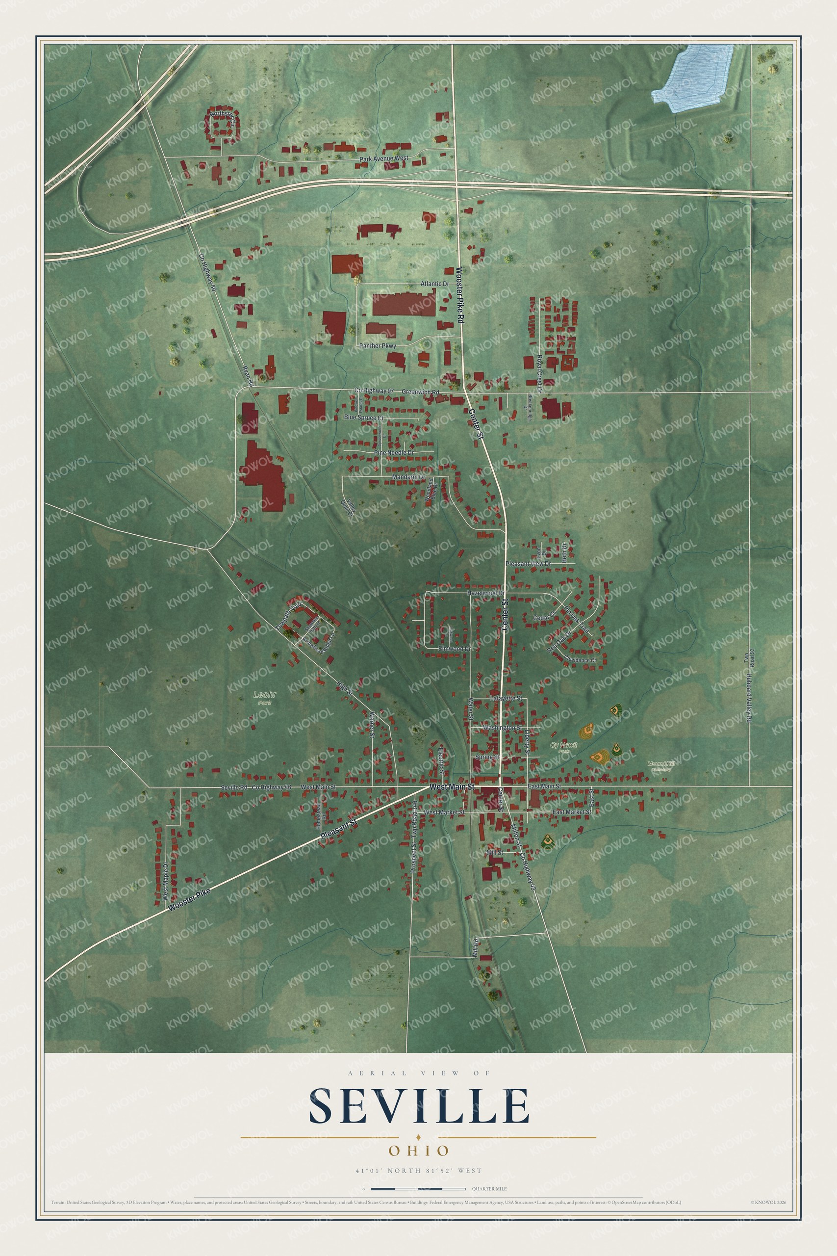 Watermarked full-map preview of Seville, Ohio
