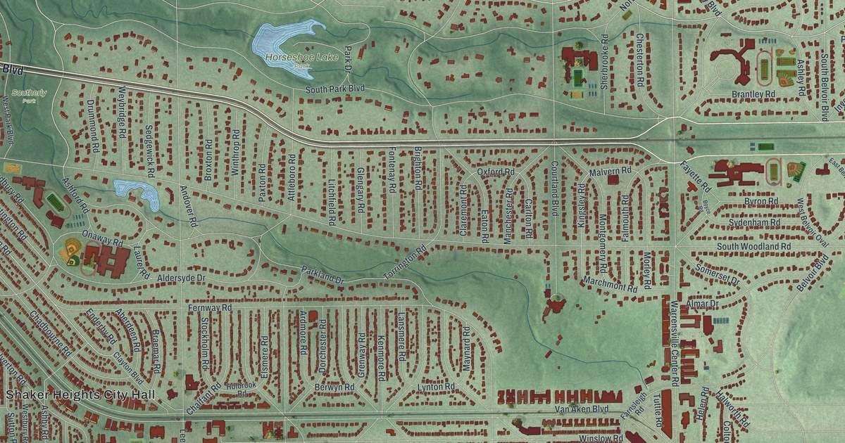 Map of Shaker Heights, Ohio in 2026