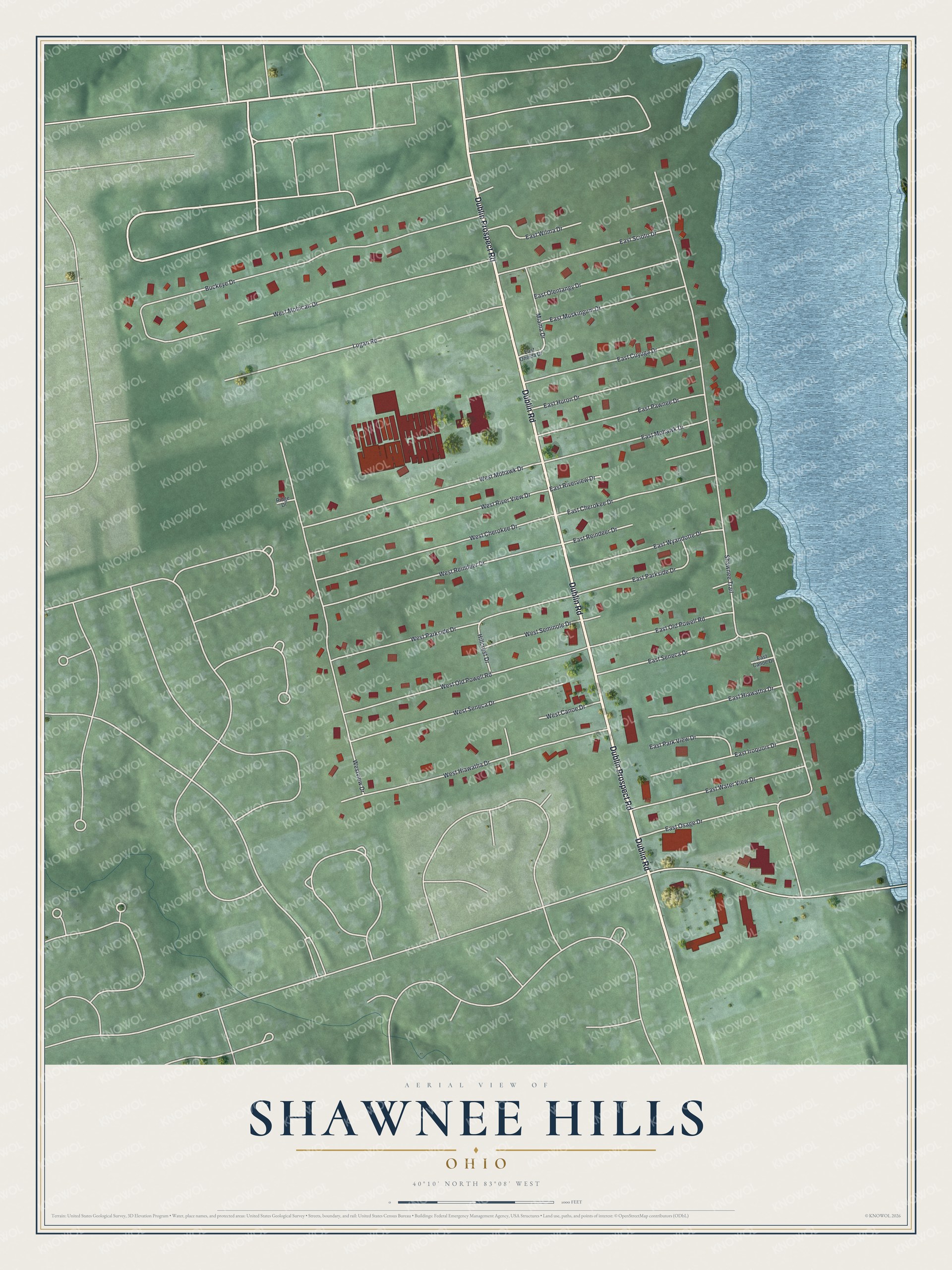 Watermarked full-map preview of Shawnee Hills, Ohio