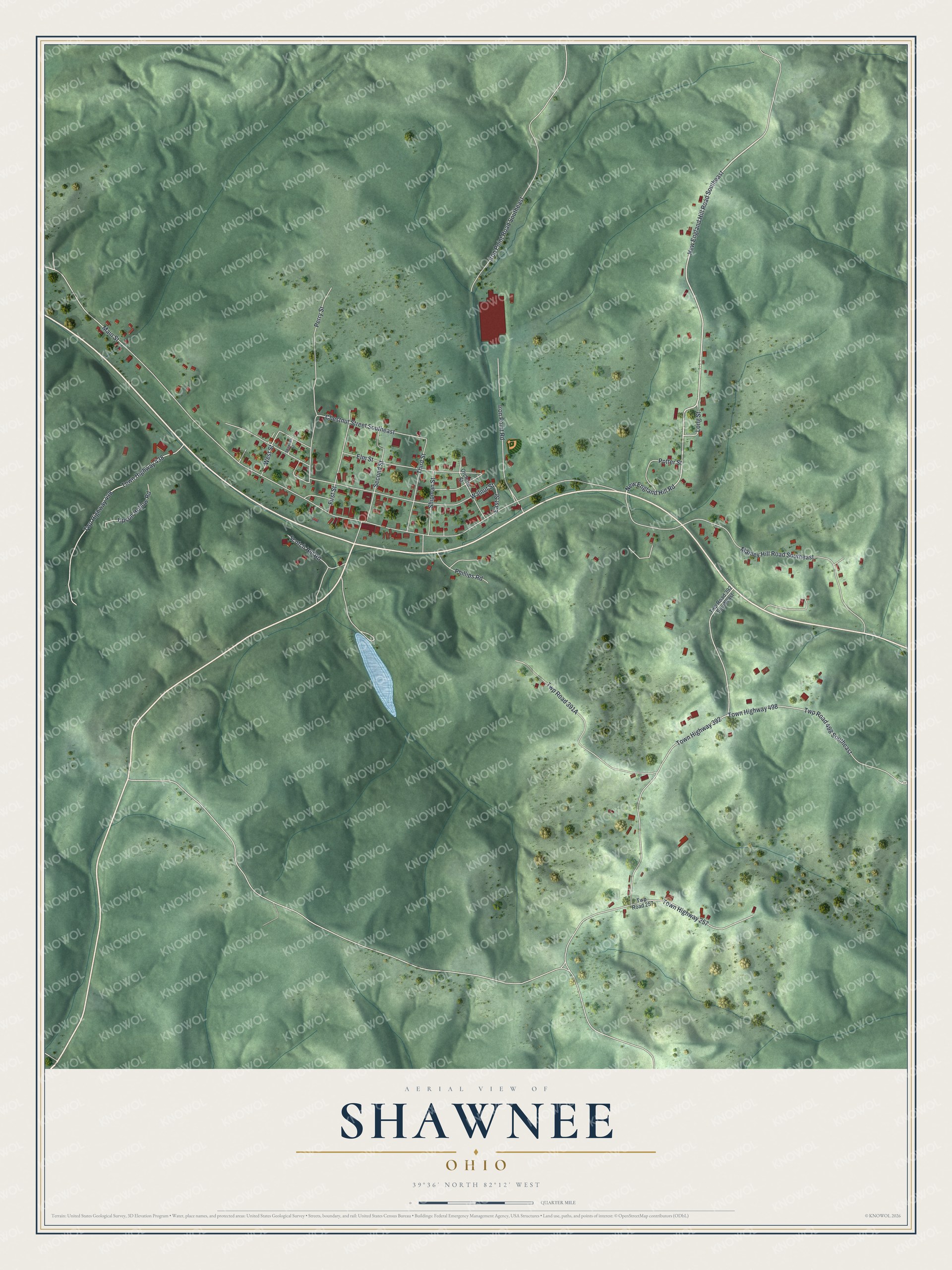 Watermarked full-map preview of Shawnee, Ohio