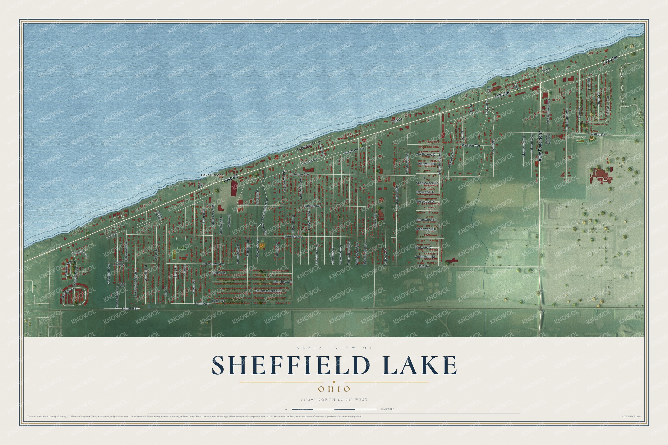 Watermarked full-map preview of Sheffield Lake, Ohio