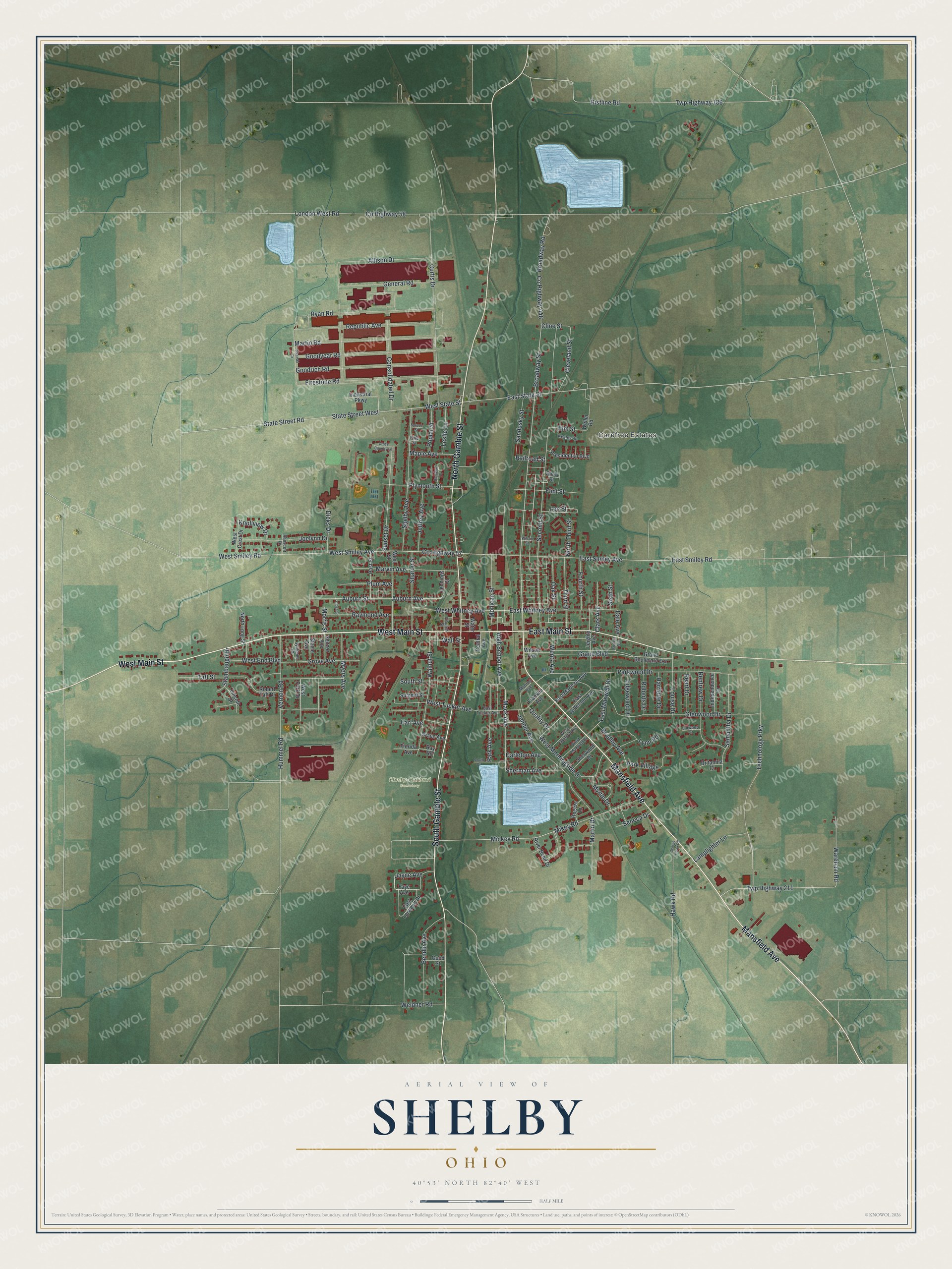 Watermarked full-map preview of Shelby, Ohio