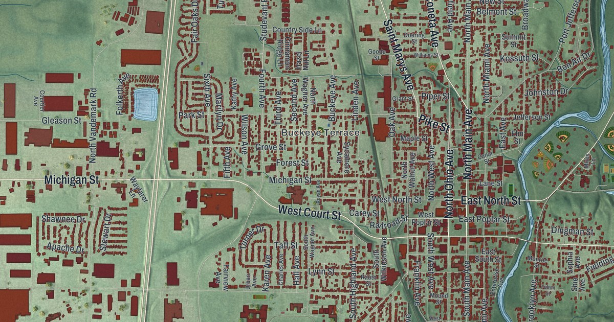 Map of Sidney, Ohio in 2026