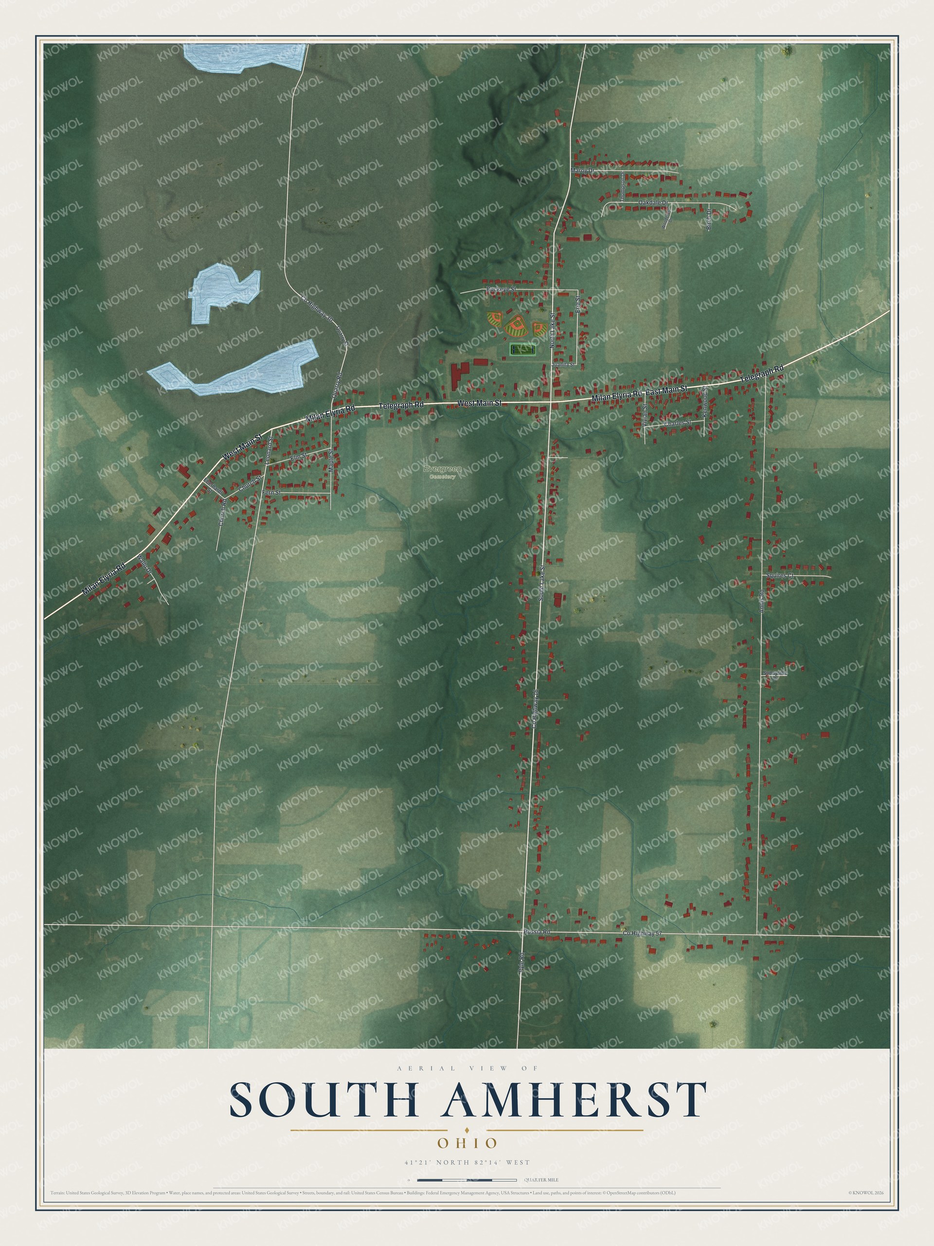 Watermarked full-map preview of South Amherst, Ohio