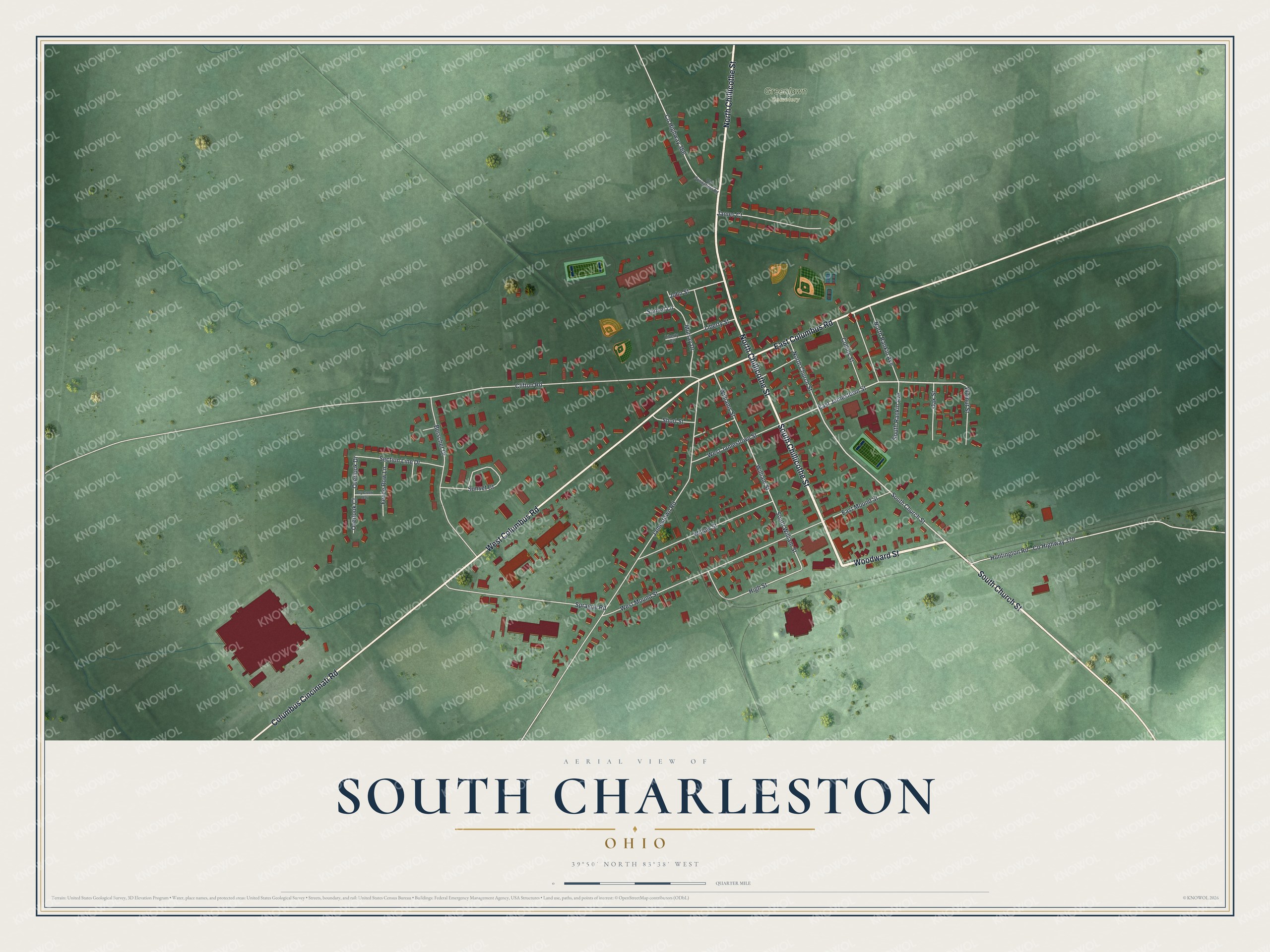 Watermarked full-map preview of South Charleston, Ohio