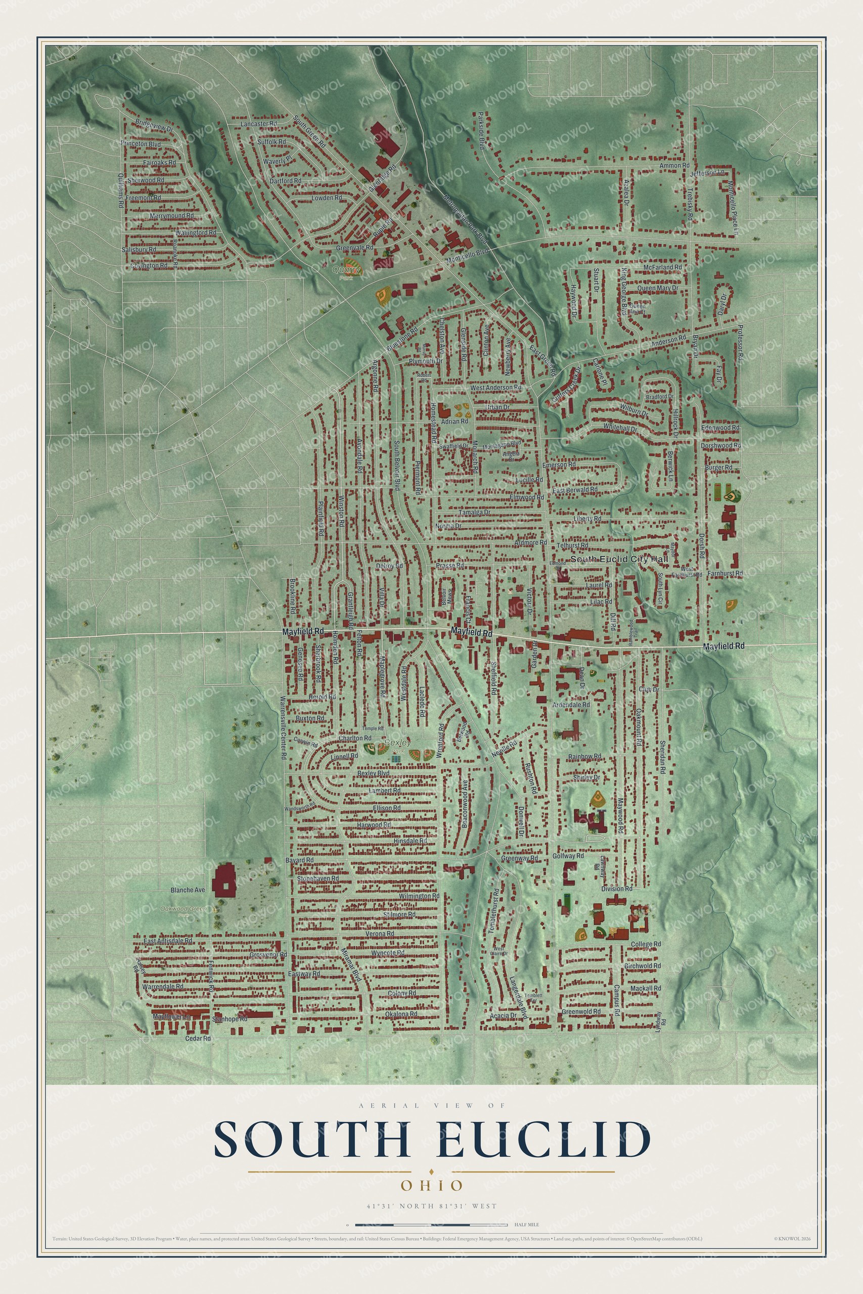 Watermarked full-map preview of South Euclid, Ohio