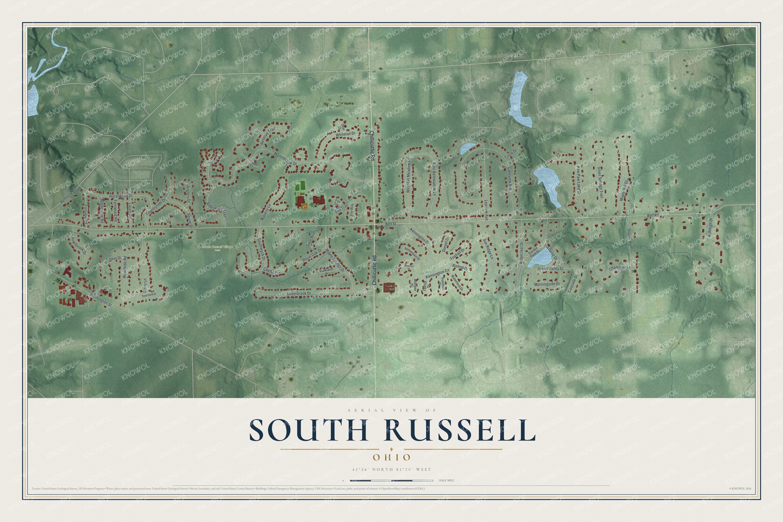Watermarked full-map preview of South Russell, Ohio