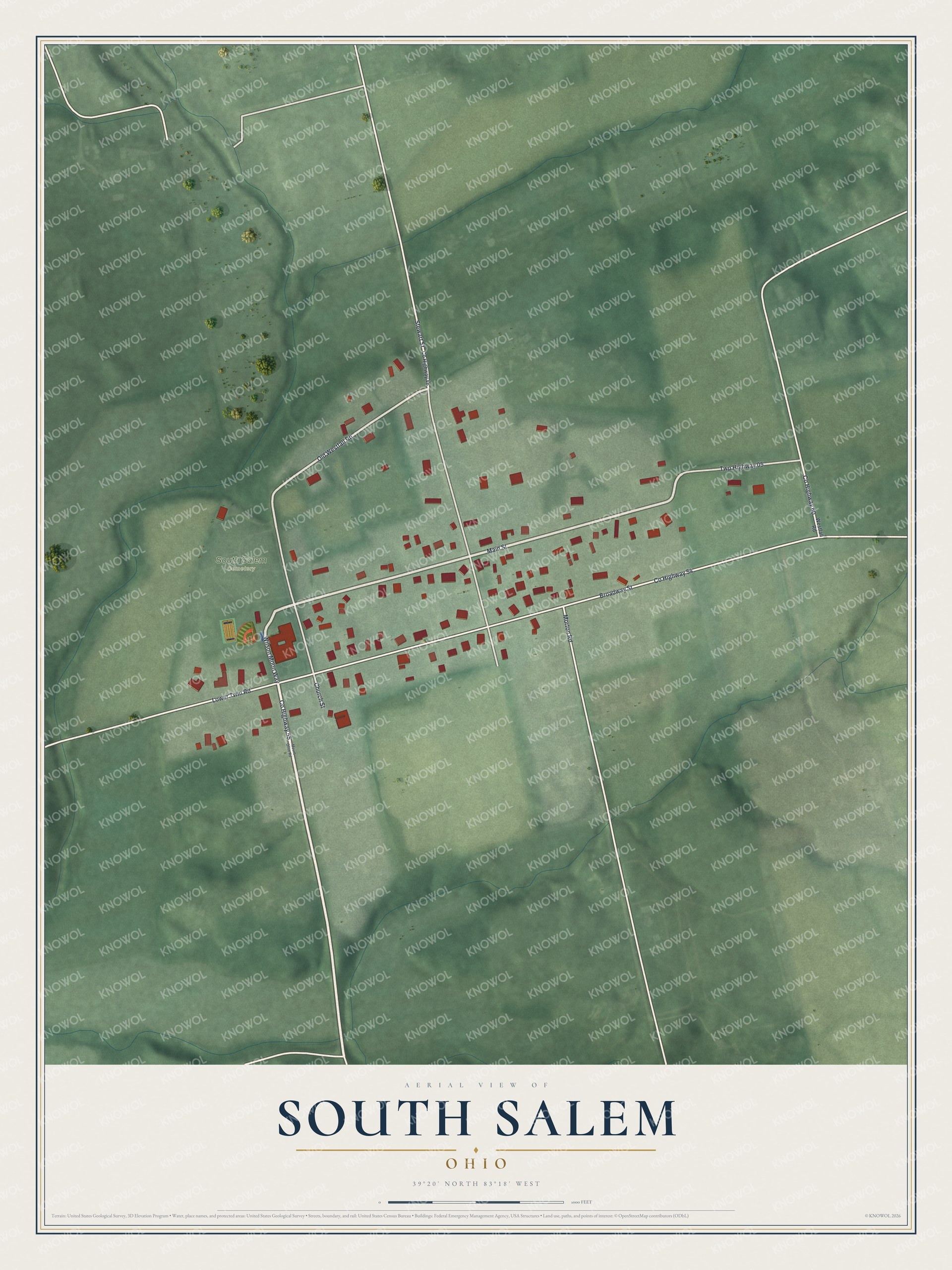 Watermarked full-map preview of South Salem, Ohio