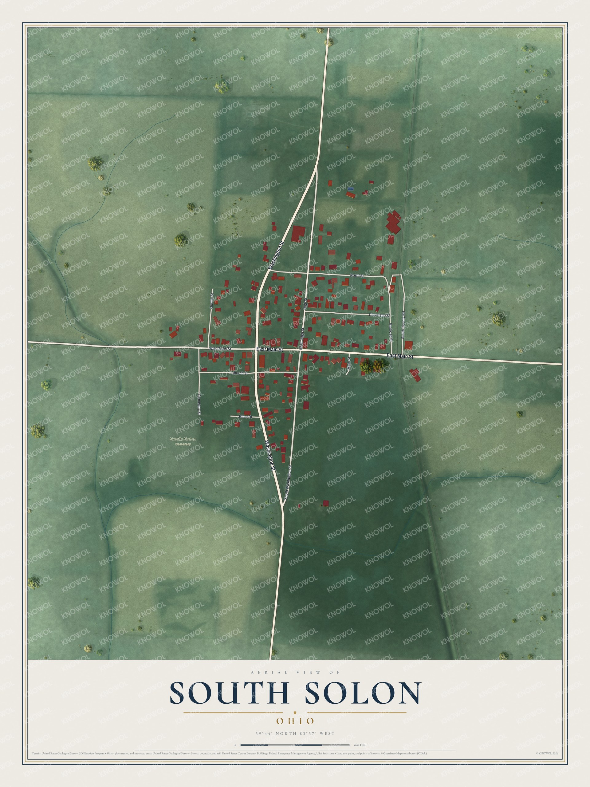 Watermarked full-map preview of South Solon, Ohio