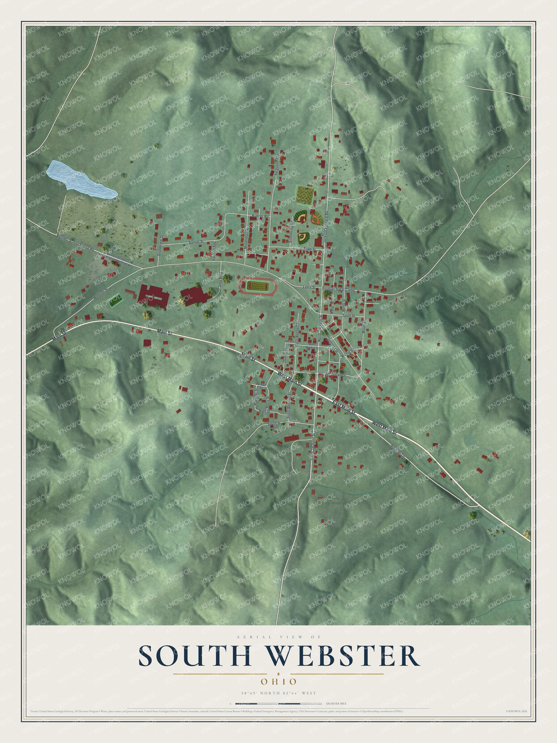 Watermarked full-map preview of South Webster, Ohio