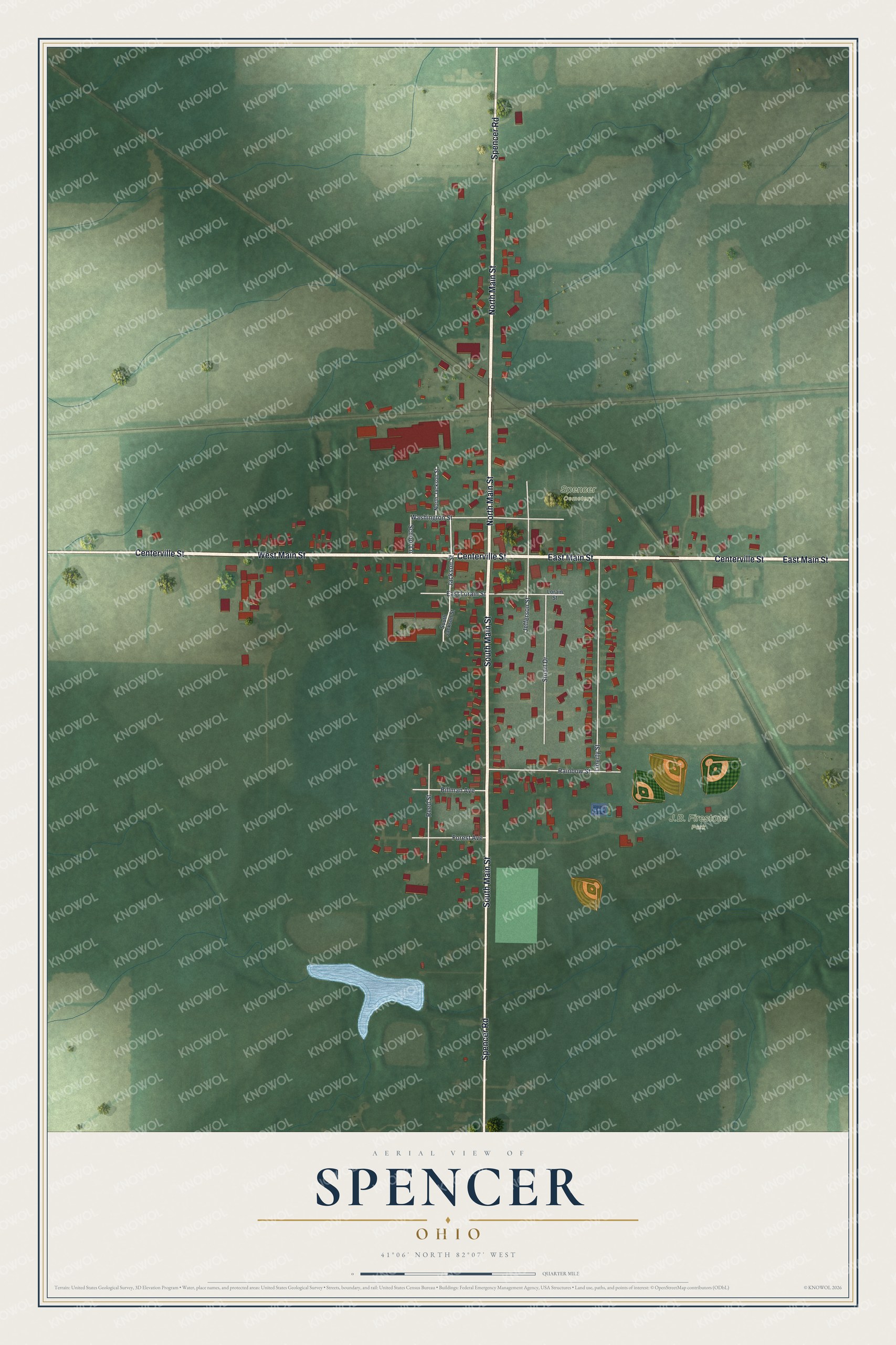 Watermarked full-map preview of Spencer, Ohio