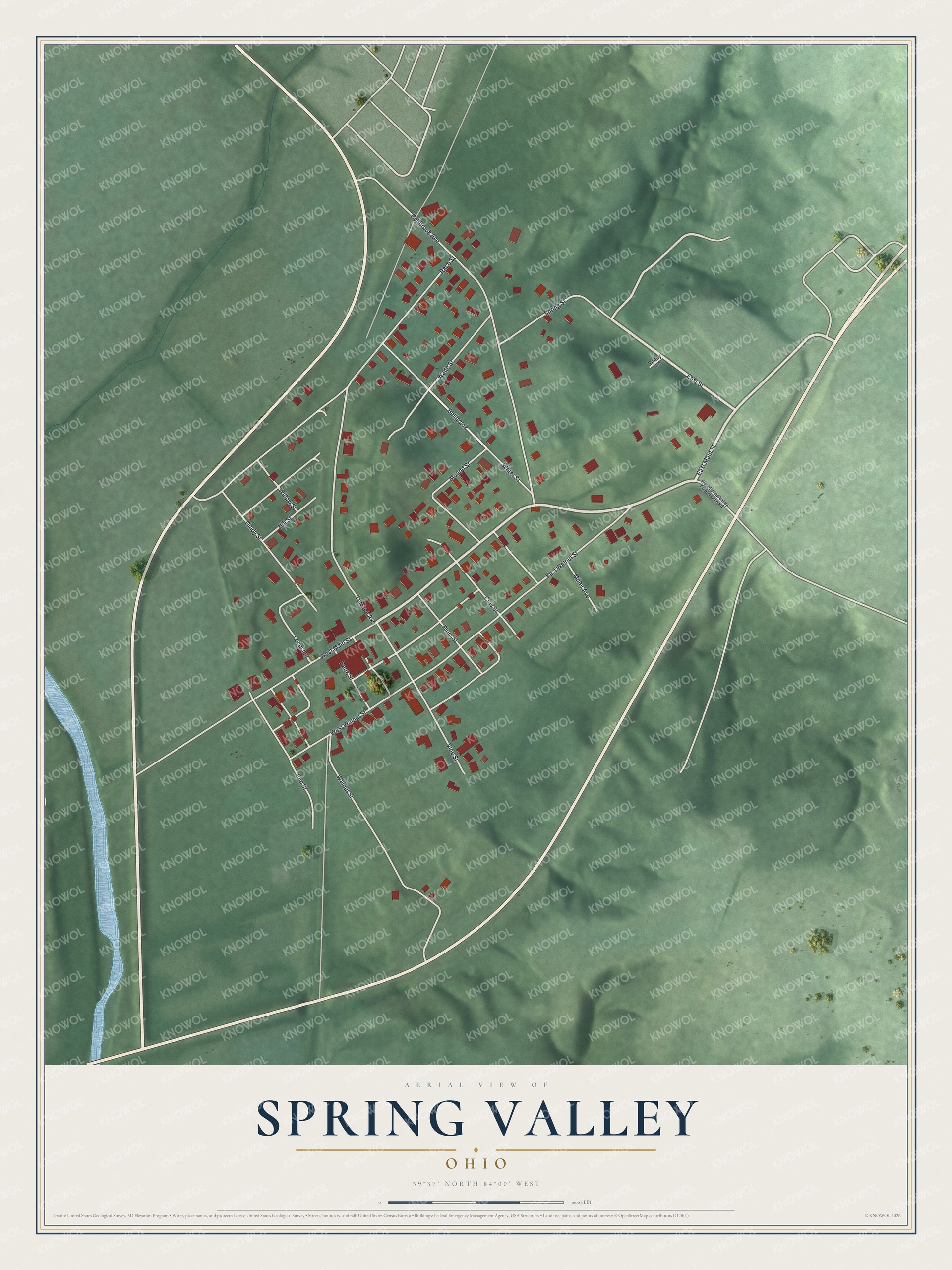 Watermarked full-map preview of Spring Valley, Ohio