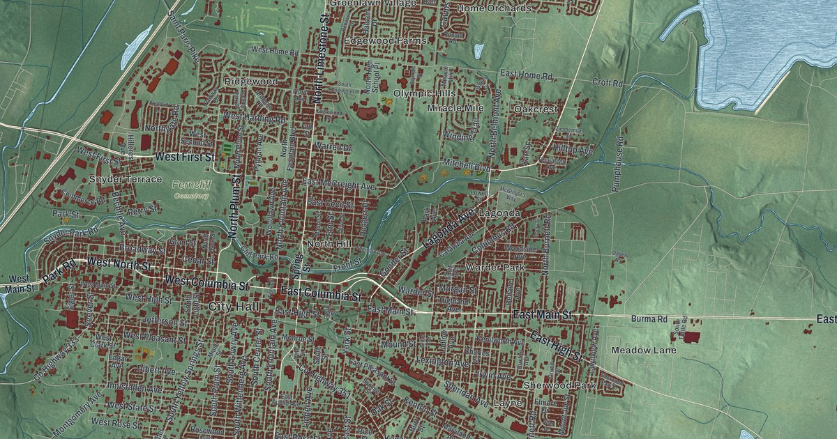 Map of Springfield, Ohio in 2026